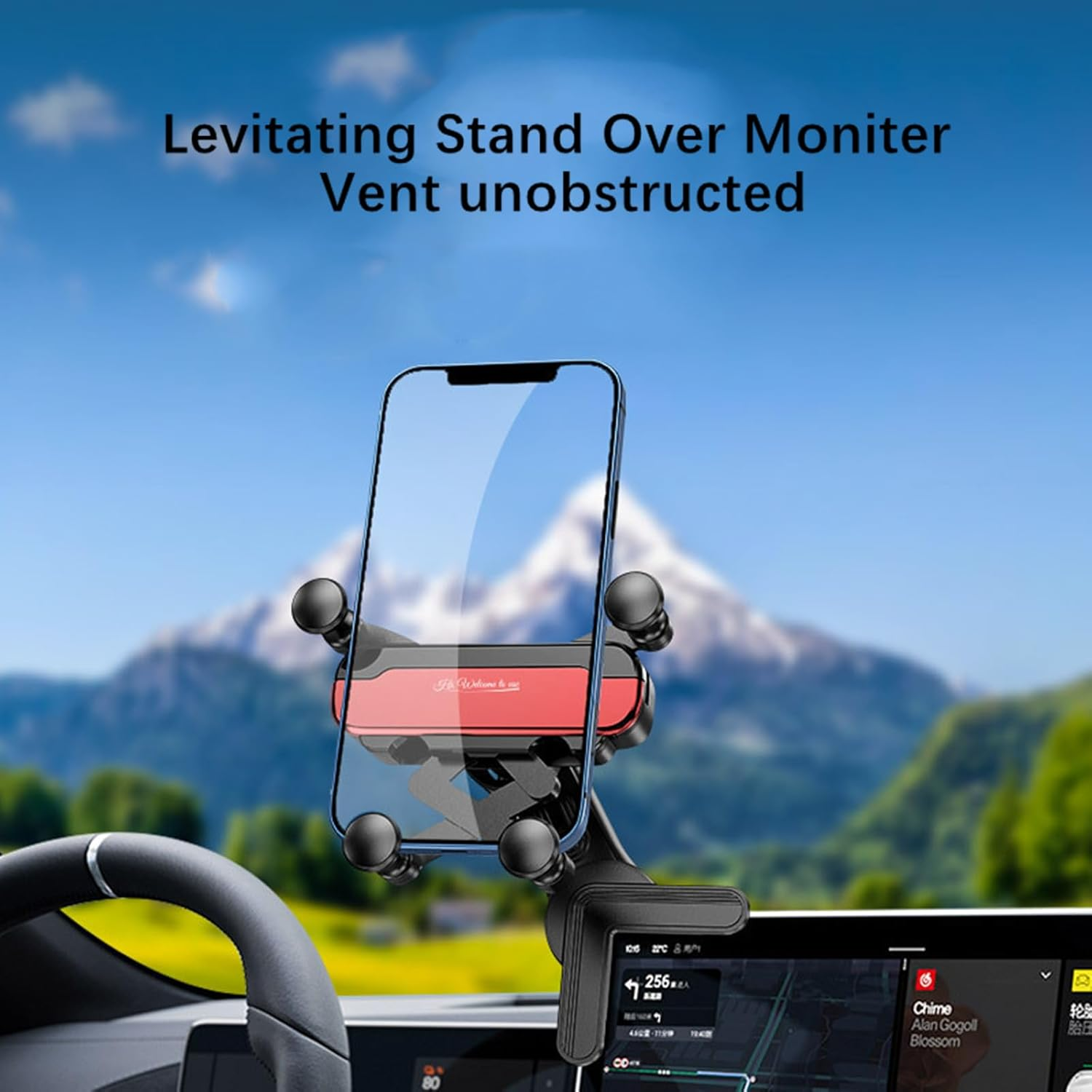 Compatible for Tesla Phone Mount Model Y/3/Cybertruck, No Glue Required, Universal Car Phone Holder for Tesla Screen, Model 3 Accessories 2024-2025, Model Y Accessories 2024 for Iphone