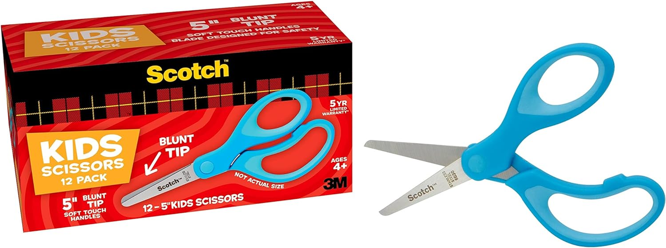 Scotch Soft Touch Blunt Tip Kids Scissors 5 Inches, 12.7Cm (Pack of 12) image number 3