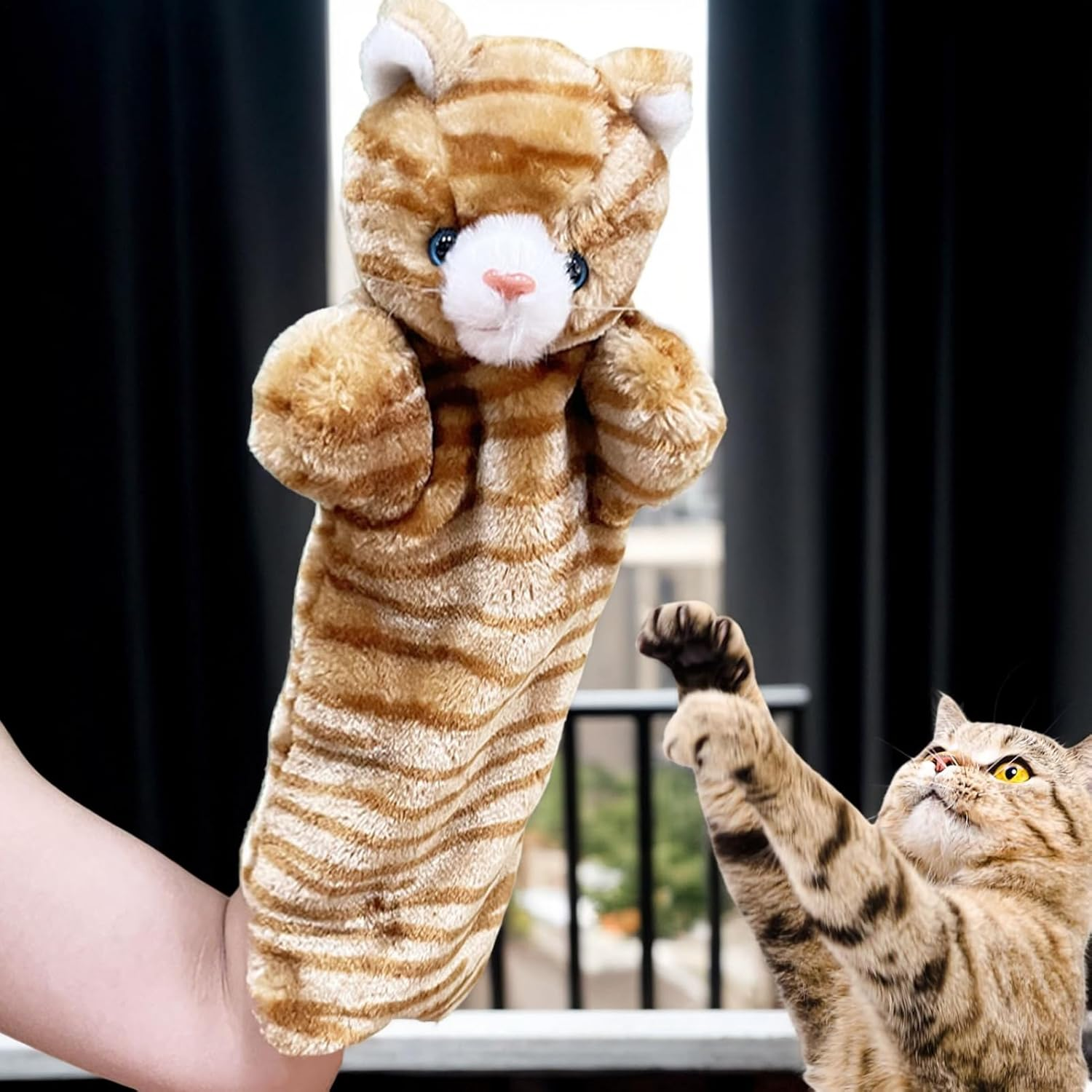 Cat Puppet Wrestler | Cat Rag Doll Wrestler | Sensory Stimulation Pet Kitten Hand Doll for Mental Stimulating Boredom Relief Entertainment Enrichment Indoor Exercise - Cat image number 3
