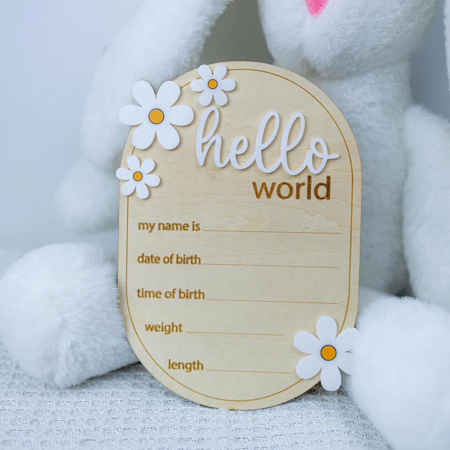 Baby Announcement Plaque, Newborn Baby Gift, Timeless Design, Ideal for Newborn Photos, Compact and Eye-Catching, Rainbow Graphic, Thoughtful for New Parents, Charming Nursery Decor - Ermaoo image number 1