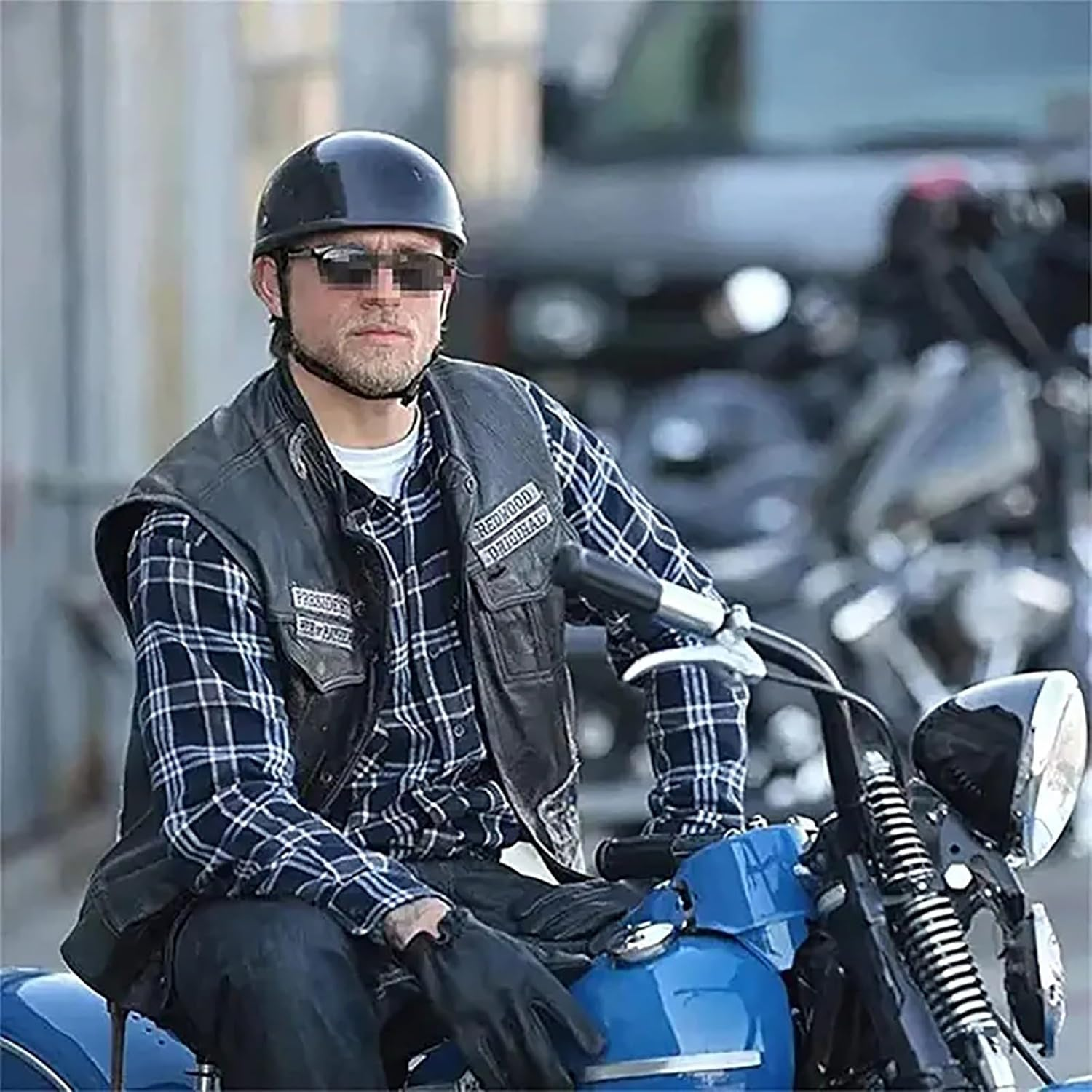 Beanie Motorcycle Half Helmet Open Face Motorbike Helmet, DOT Approved Low Profile Chopper Motorcycle Half Helmet ATV Cruiser Scooter Cool Helmet for Men and Women B,M=(57-58Cm)