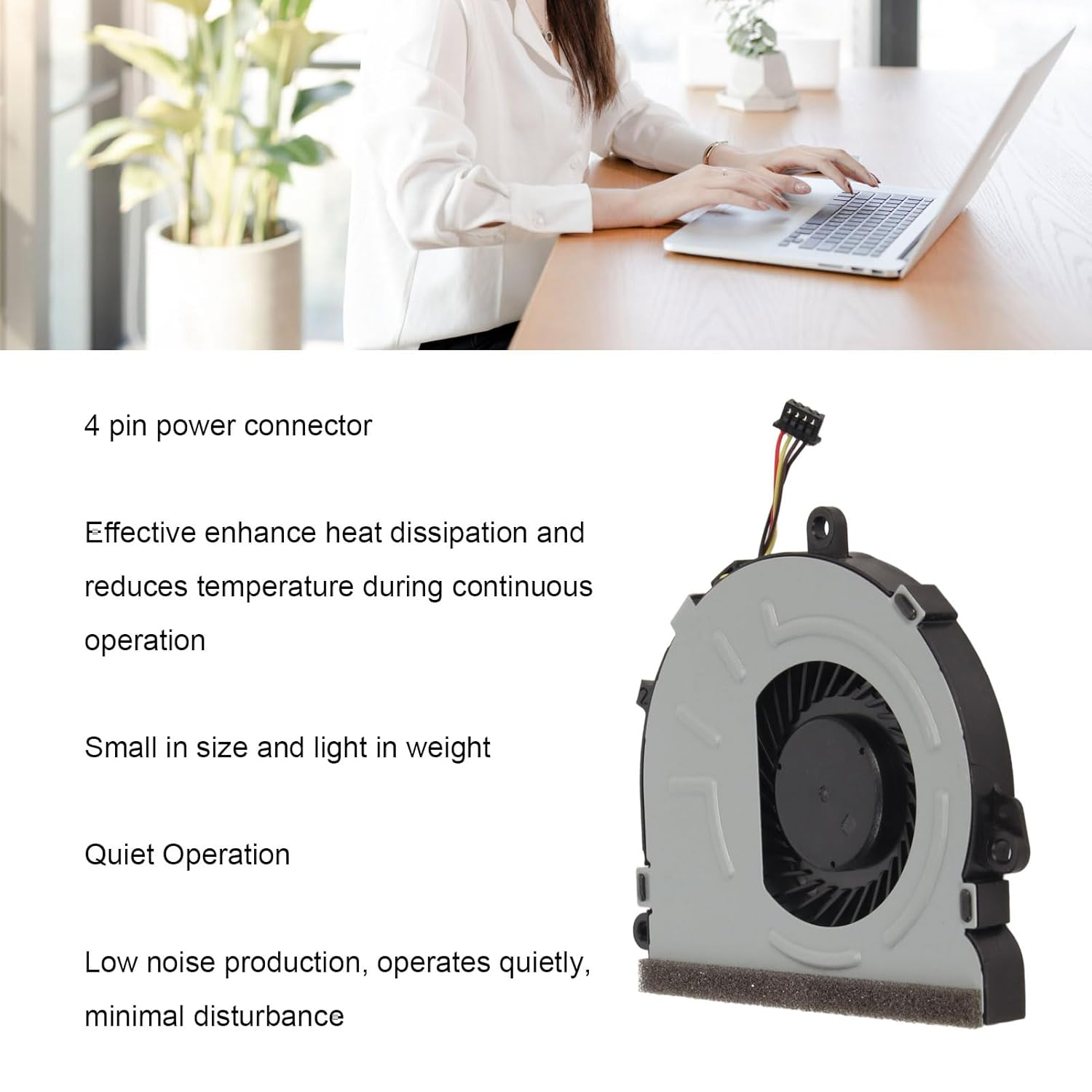 CPU Cooling Fan for 15 DA 15 DB 15 DI 15 DR 15Q DX 15T DS 250 255 256 G7 Laptop Replacement Quiet CPU Air Cooler, 4Pin Connector Fast Heat Dissipation image number 6