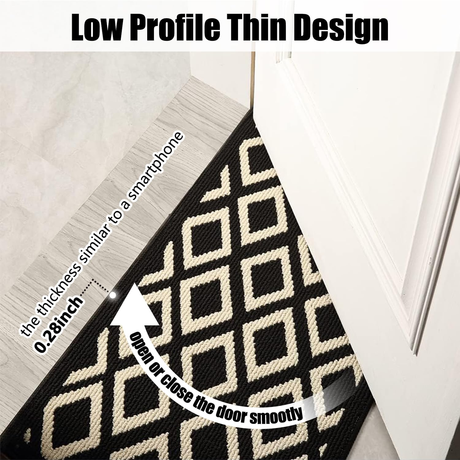 Indoor Door Mat, Non-Slip Absorbent Resist Dirt Entrance Mat, Anti-Slip, Machine Washable Front Doormats, Low Profile inside Floor Mat Doormat for Entryway, 32X20 Inches image number 5