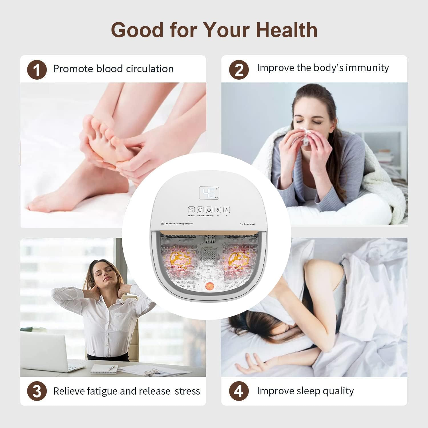 Mothers Day Gift Ideas, Foot Spa Bath Massager with Heat,Timer,Bubbles, Red Light, 6 Massage Roller Pedicure Tub,Collapsible Foot Soaker, Gifts for Women Men Mom Dad, Fathers Day