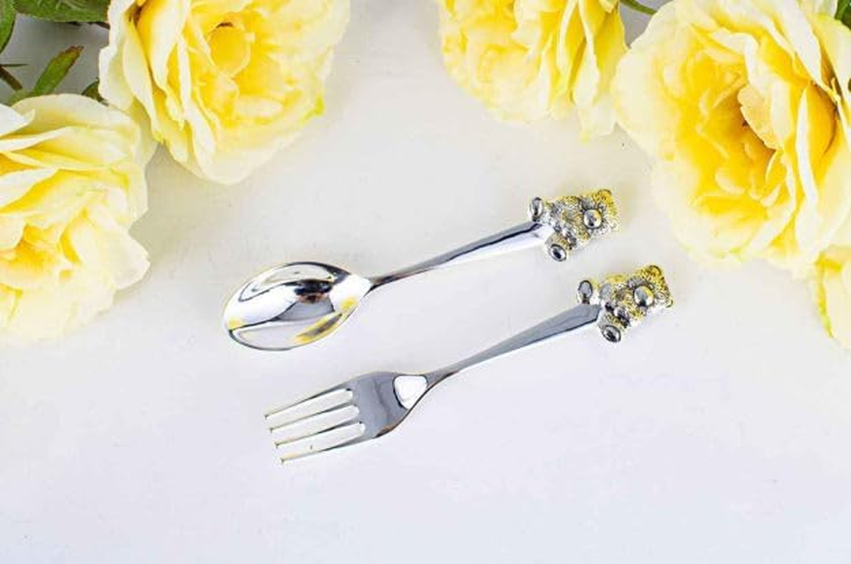 Silver Baby Fork and Spoon Gift Set Newborn Keepsake Christening Gift Boy Girl