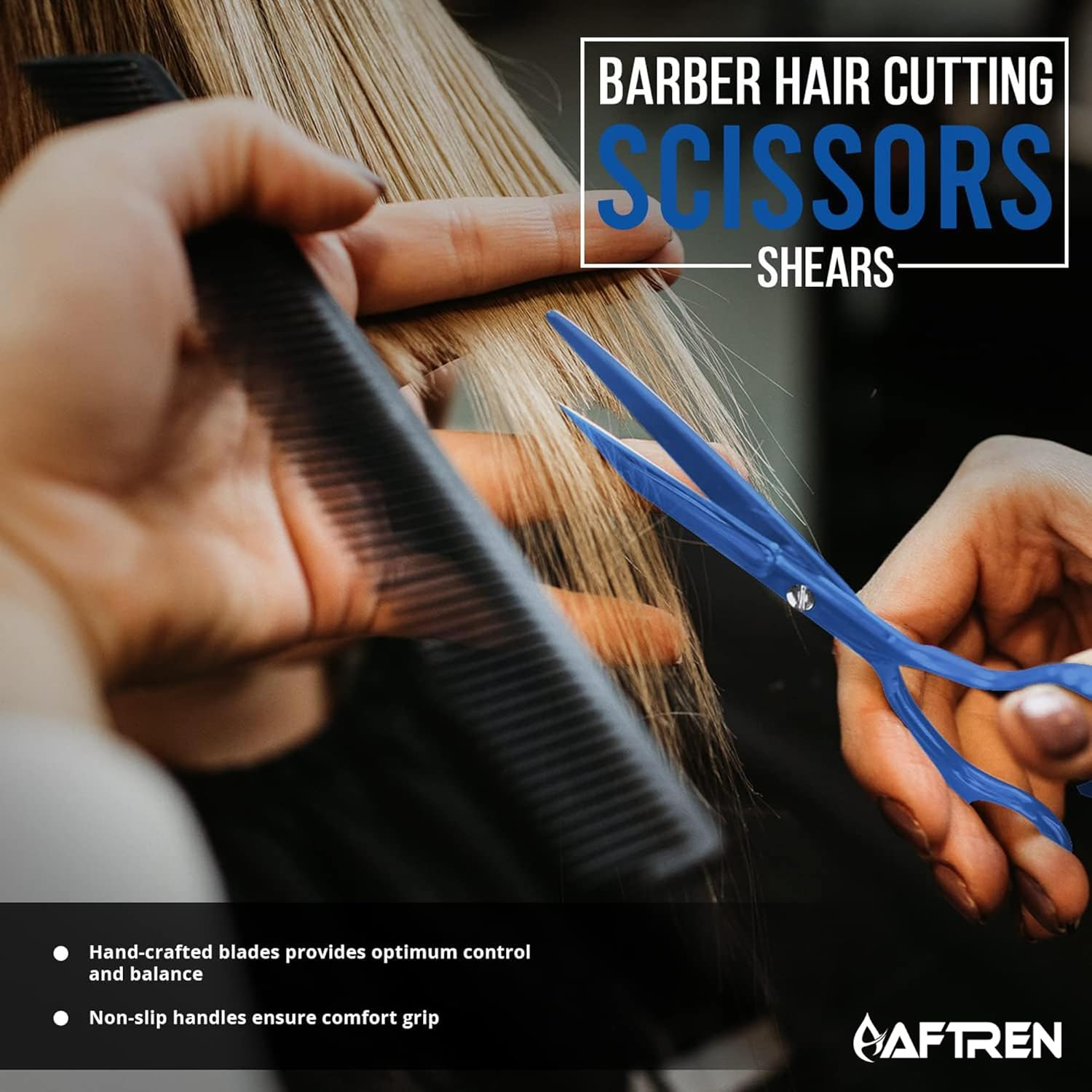 7.5 Inch Curved Dog Grooming Scissors with round Tips, Professional Pet Grooming Scissors J2 Stainless Steel for Dogs and Cats (Blue, 6.5 Inches) image number 1