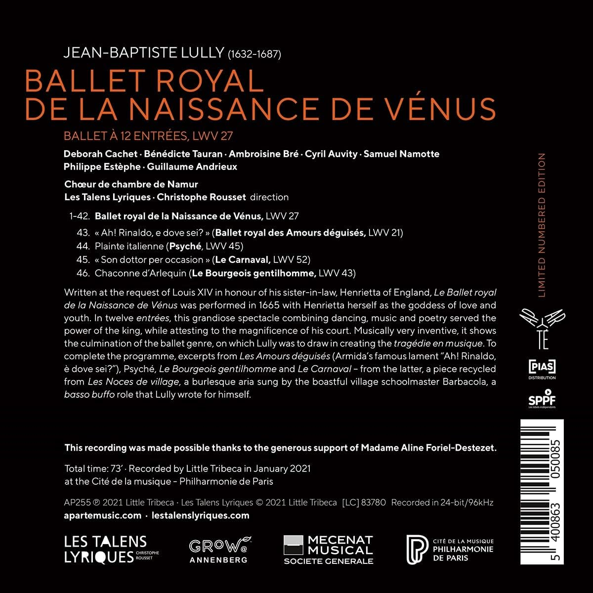 Lully: Ballet Royal De La Naissance De Venus