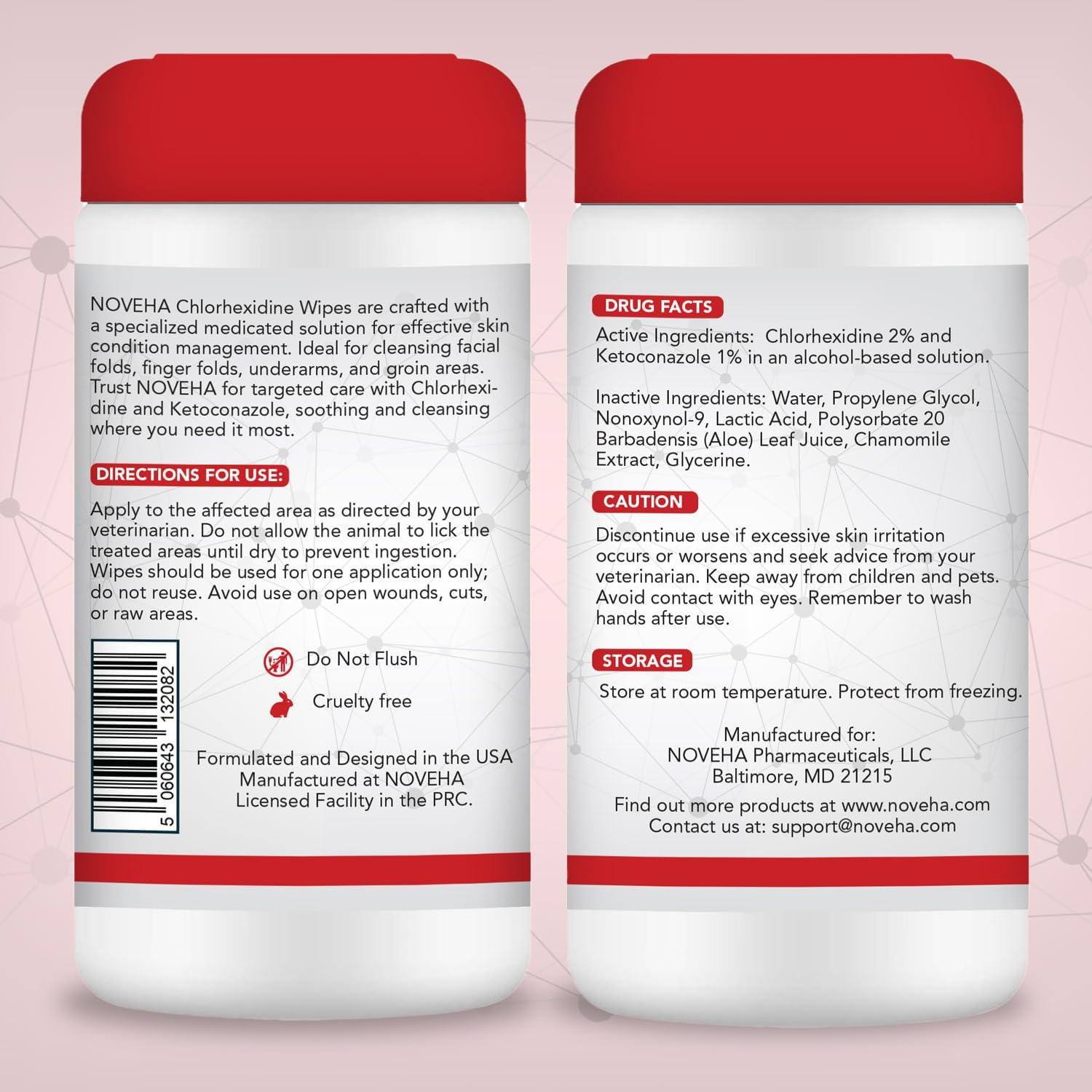 NOVEHA XL Cleansing Wipes with Aloe for Cats and Dogs - Formulated Pet Wipes for Facial, Finger Folds, and Underarms - Extra Large Size (5.5" X 7") - 120 Count image number 4