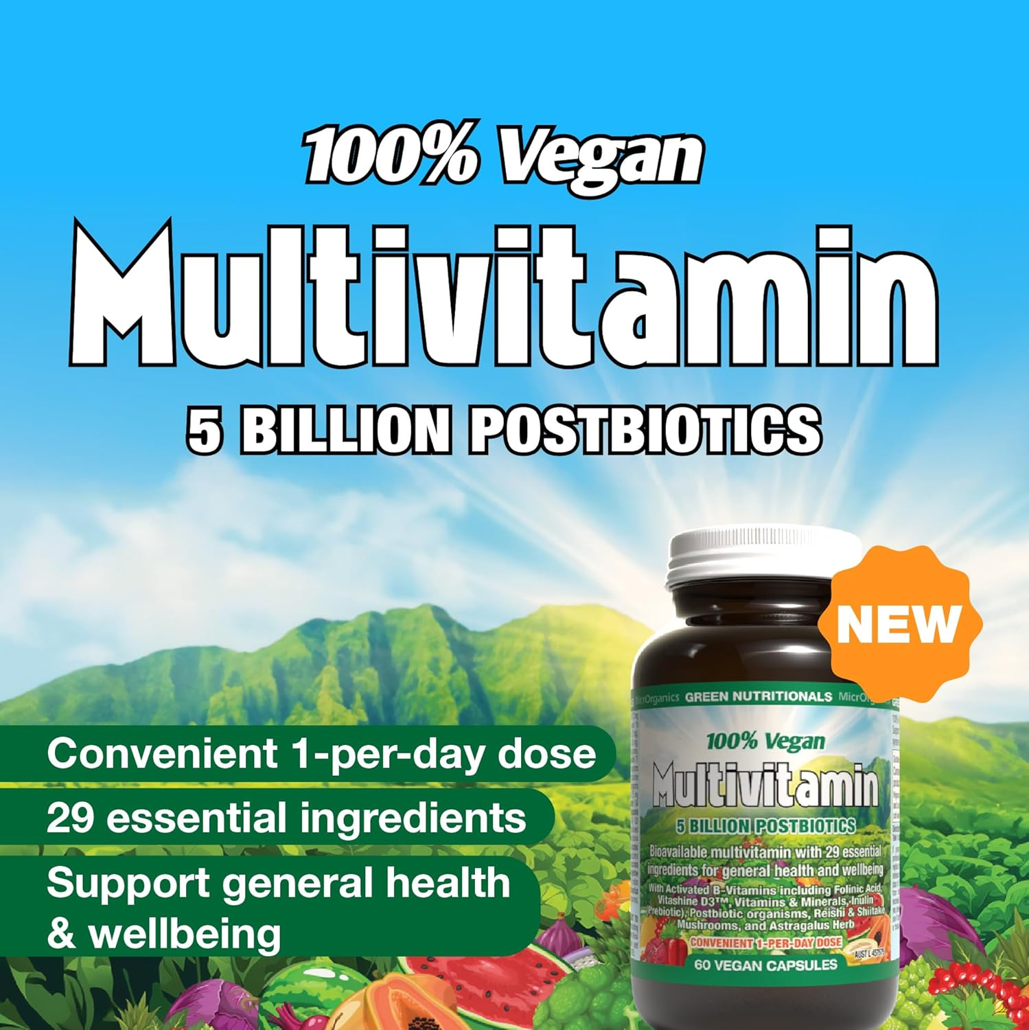 Green Nutritionals 100% Vegan Multivitamin 60 Capsules image number 6