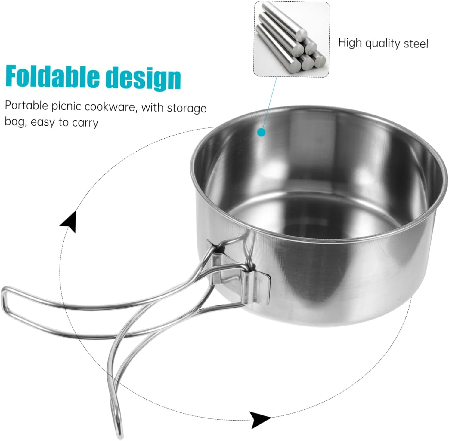 Camping Cookware 8-Piece Set Outdoor Cooking Utensils Portable Picnic Pan Set image number 1