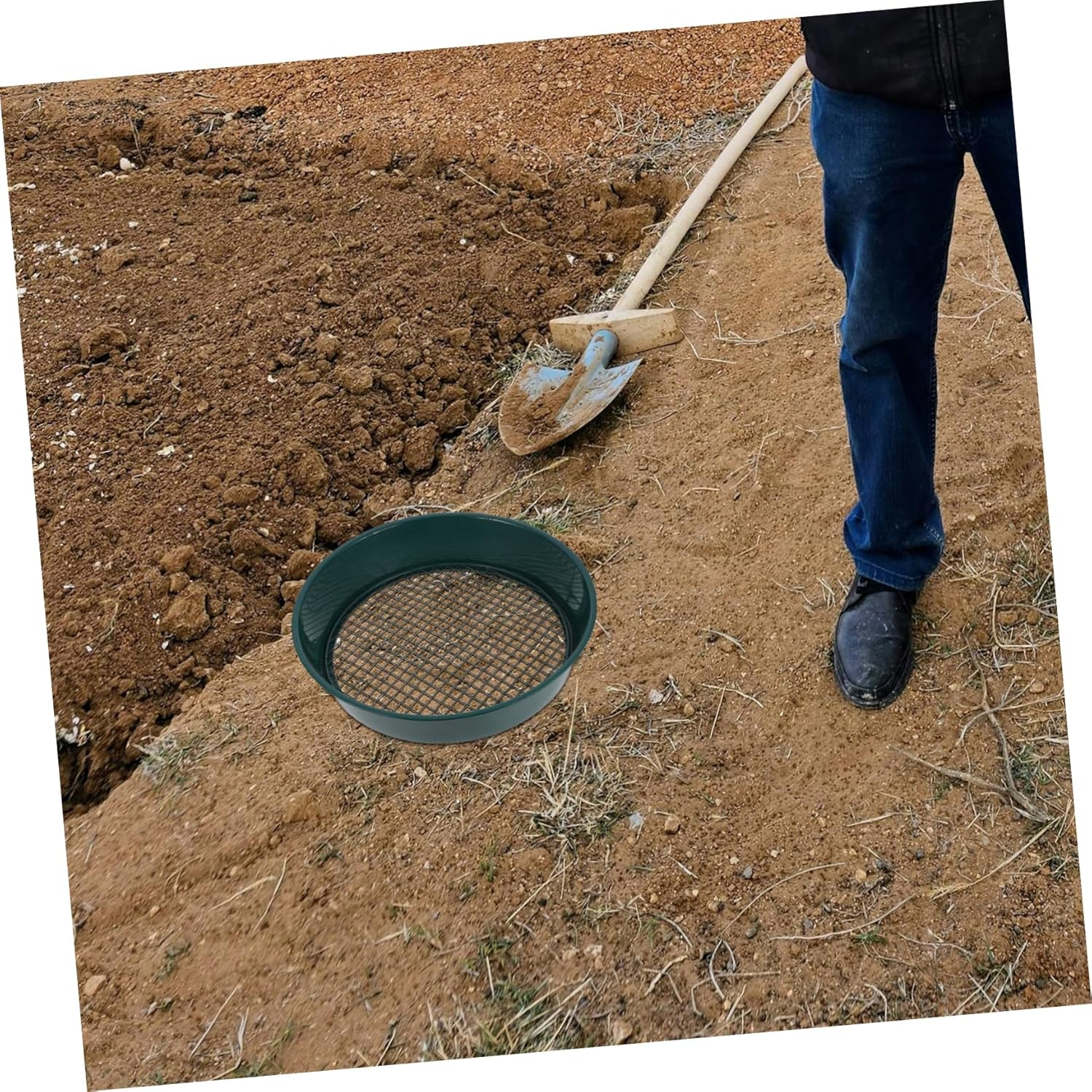 Sosoport Garden Soil Sifter Replaceable Mesh Metal Sieve for Soil Sifting Rocks Sieve Manual Garden Supplies image number 1