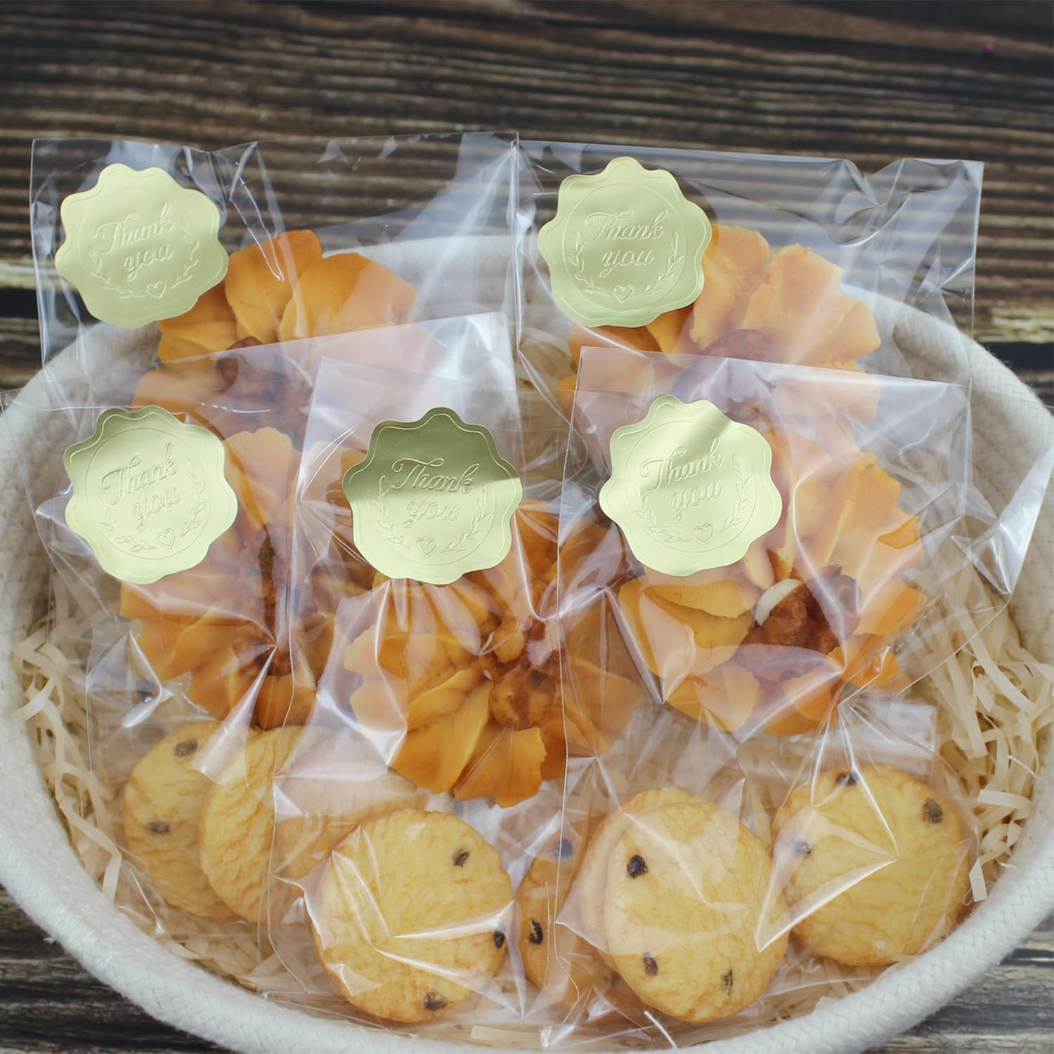 Cellophane Self Adhesive, Small Cookie with Seal, 200Pcs Clear Plastic Treat Bags, Individual Cookie Bags, Perfect for Goodies, Party Favors, Snacks, Gift Wrapping 9X16Cm (9X16Cm) image number 1