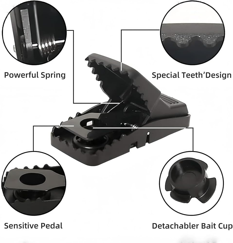 MTSDM 6 Pack Rodent Trap, 5.6 Inch Rat Traps for House Indoor Outdoor, Easy to Set Reusable Mouse Traps, Instant Kill Pest Control Double Spring Traps for Family Mouse Mice Rat Chipmunk Pest Control image number 6