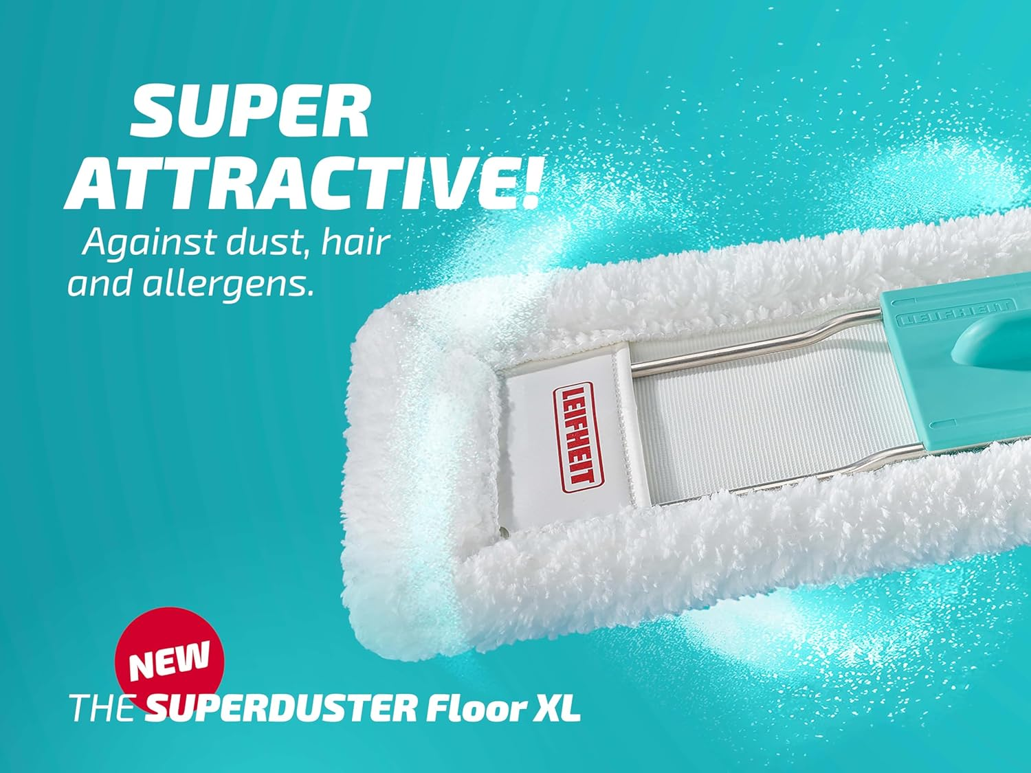 Leifheit Superduster Floor XL Dust Cover, Washable Dust Mop Floor with Microfibre Cover, Dust Mop Dry for Tiles, Laminate or Parquet Flooring image number 1