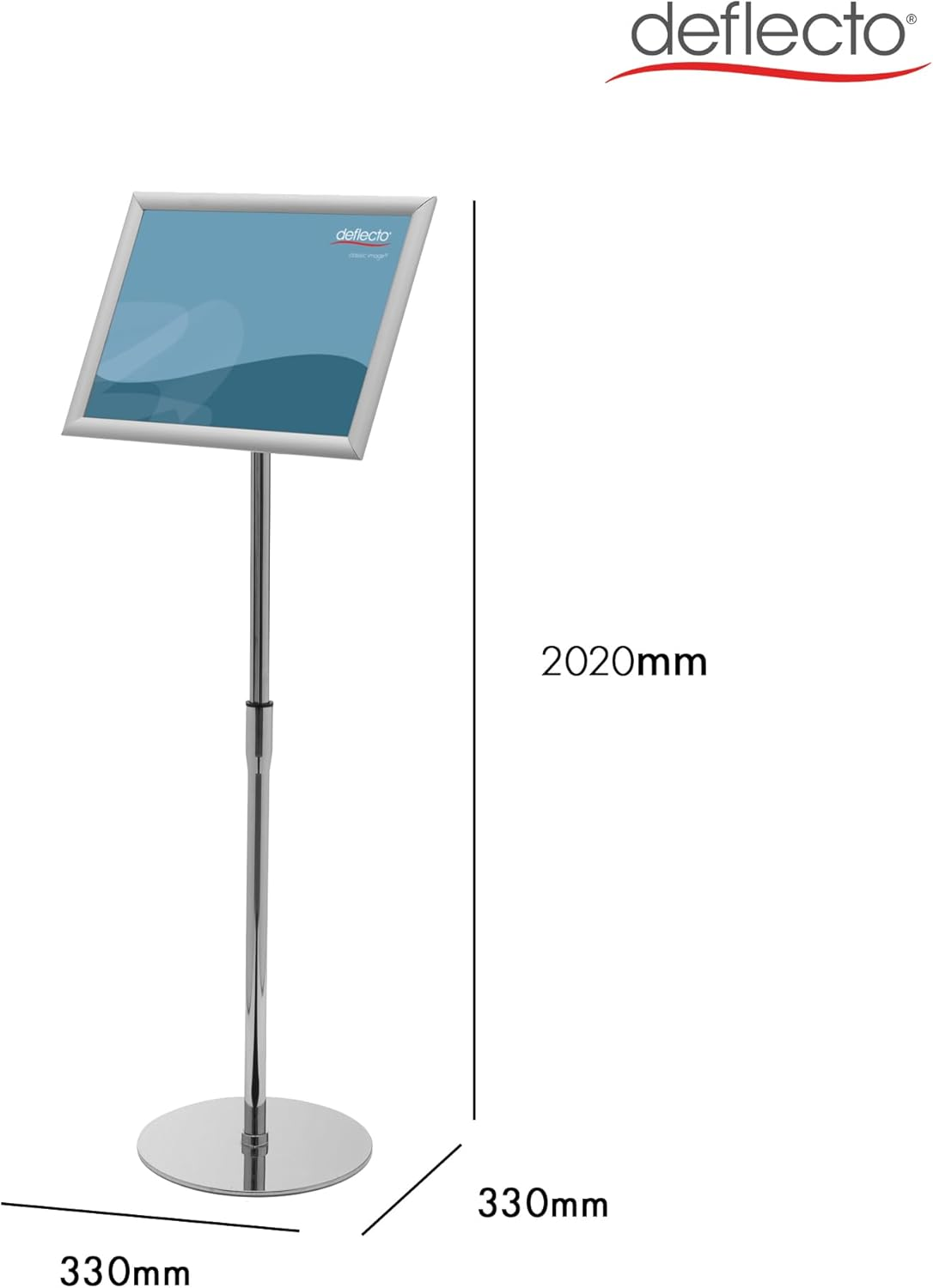 Deflecto Brochure Stand with Folding Frame and Click Closure, Adjustable Portrait or Landscape Format, Info Display, Floor Stand, for Restaurants, Trade Shows, Etc. image number 4