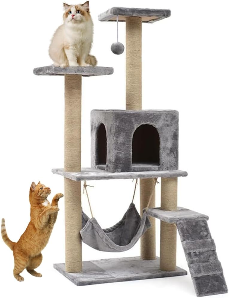 Large Multi-Level Cat Climbing Frame Condo Furniture with Sisal-Covered Scratching Posts, 1 Bigger Plush Condos, Perched Platforms and Dangling Balls, Perch Hammock for Kittens, Cats and Pets image number 3