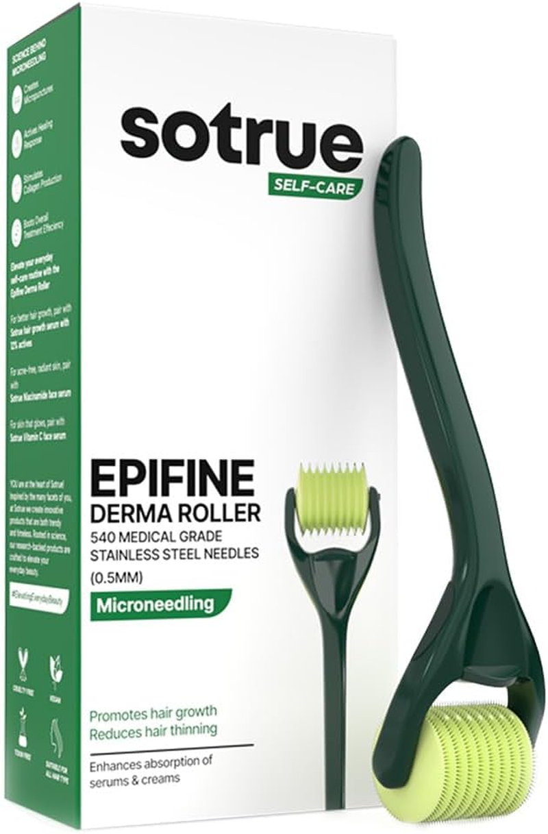 Sotrue Hair Growth Epifine Derma Roller 0.5 Mm with 540 Medical Grade Stainless Steel Needles, Activates Hair Follicles, Repairs Damaged Hair, for Face, Hair Fall & Hair Thickening, Reduces Acne Scars, Safe & Effective to Use image number 6