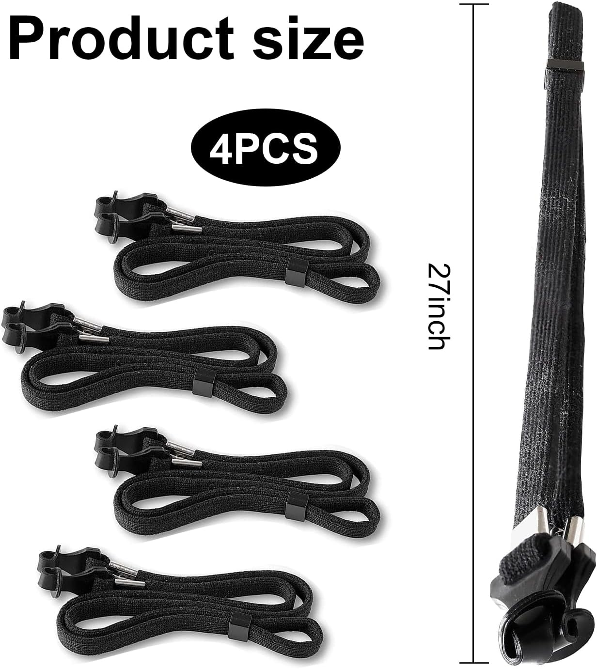 Topbine 4PCS Glasses Strap,Eye Glasses String Holder Strap，Sports Glasses Non-Slip Rope,Adjustable Sunglasses Retainer Eyeglass Straps Cords for Men Women (Black,13 Inch) image number 5