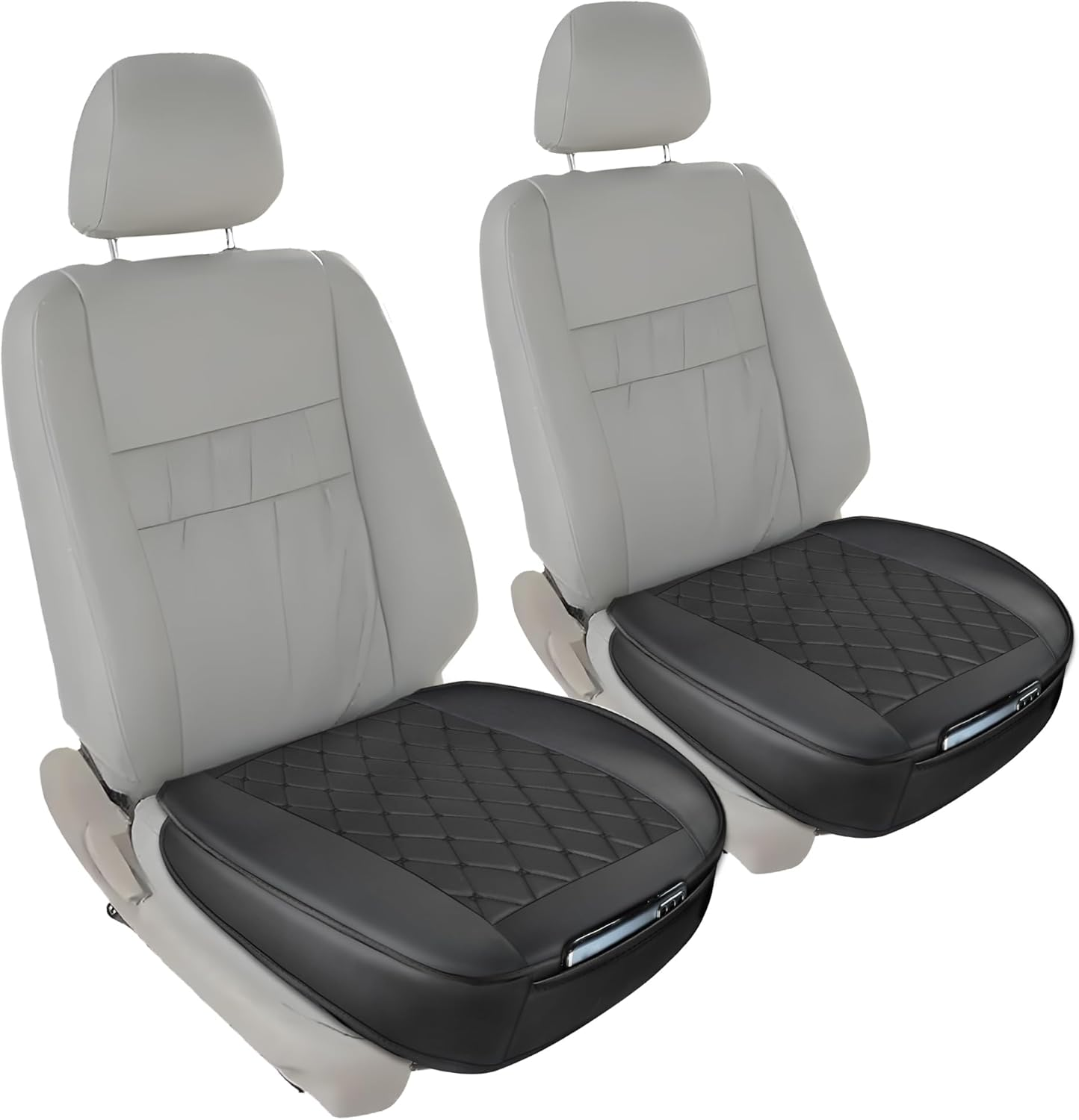 2 Pack Car Seat Cover PU Leather, Car Seat Protector for Front Seat Bottom with Storage Pocket, Anti-Slip Soft Car Seat Cushion for Driving, Car Seat Cover Front 2Pcs, Universal Fit 90% of Cars,Black