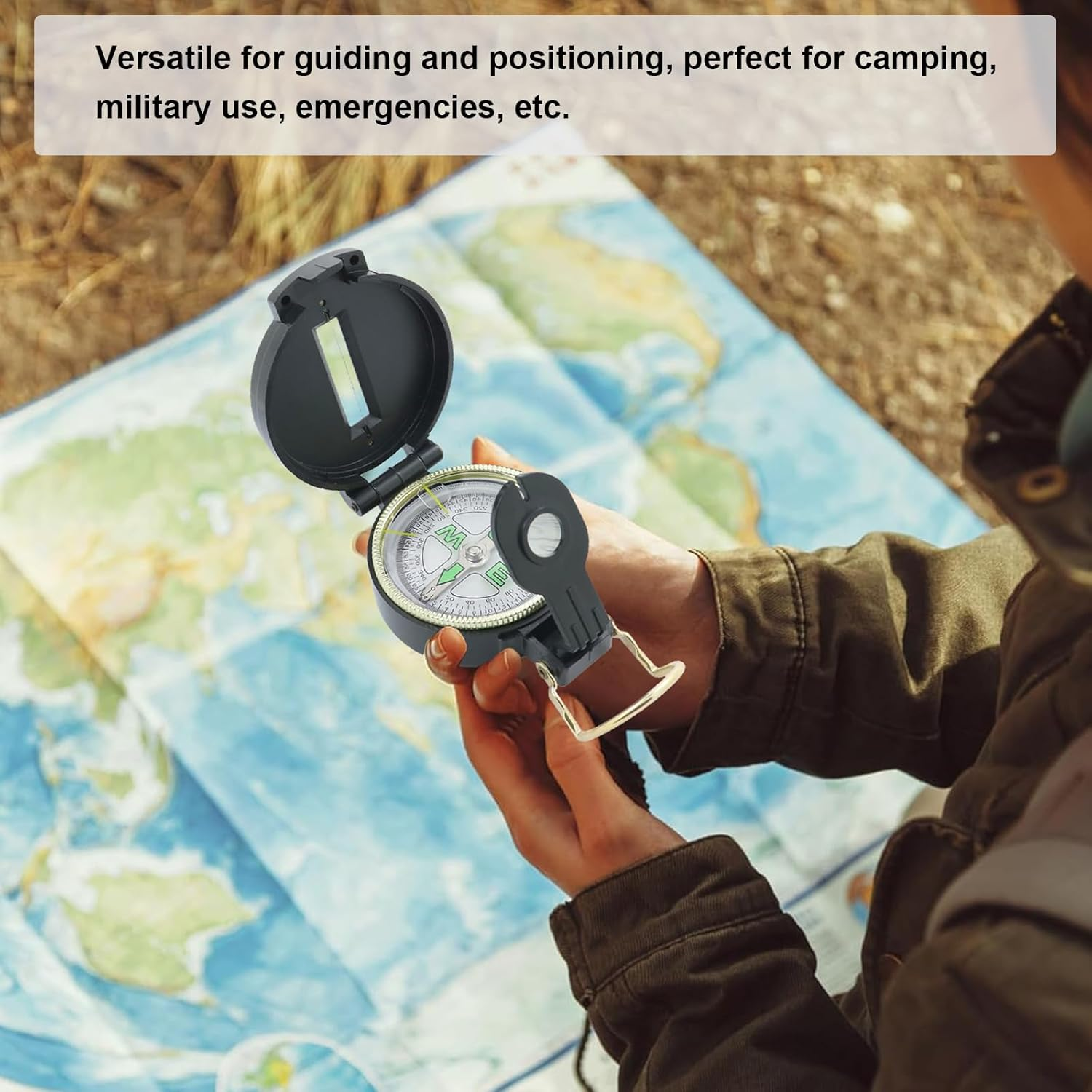 YQQZQ 1 Pack Black Compass,Waterproof and Shakeproof Pouch for Camping Hiking Climbing Biking Exploring Geology Outdoor Activities image number 4