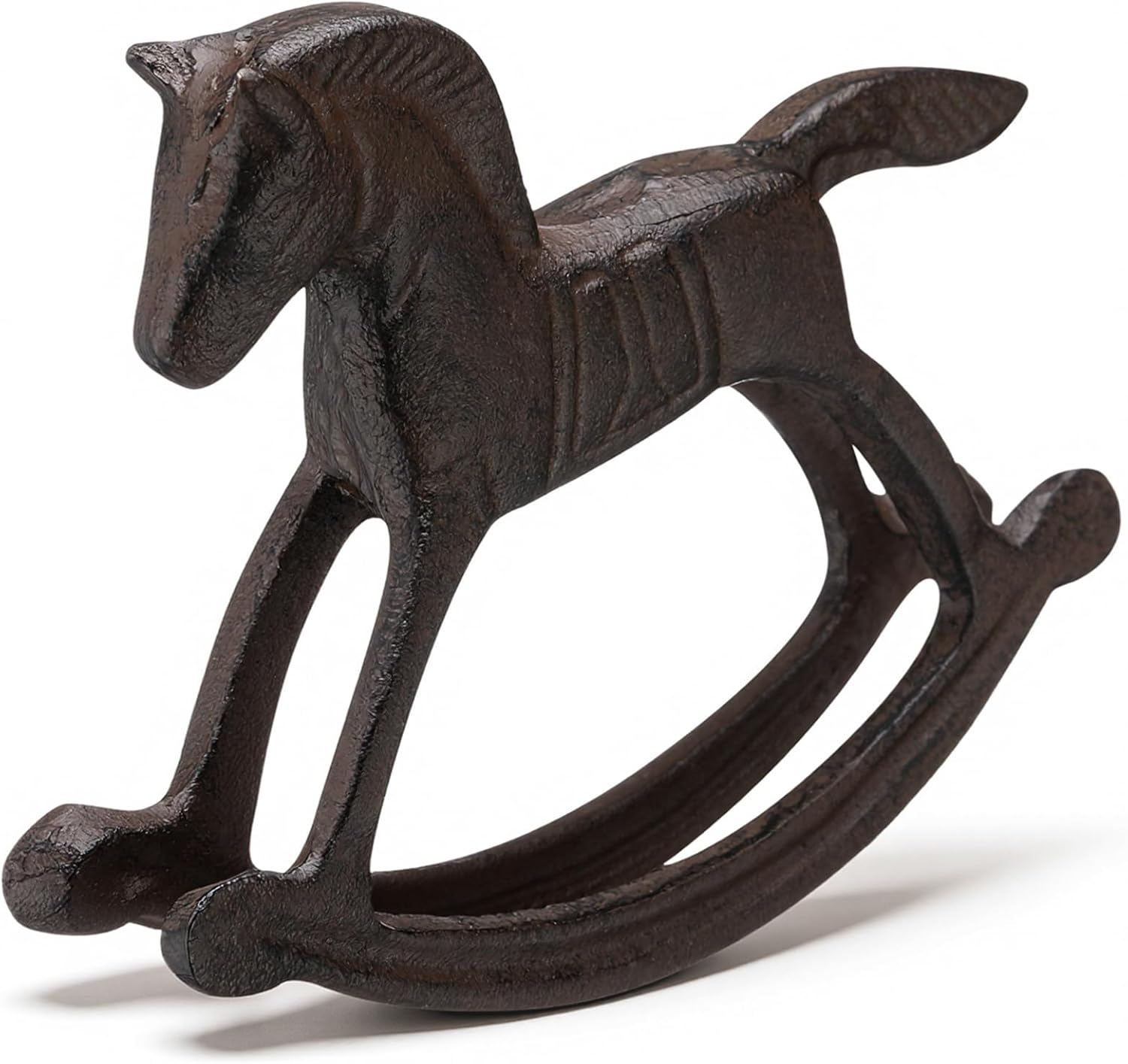 Otoolling 6.3&rdquo; Cast Iron Rocking Horse Statue Garden Home Office Desk Decor Collection Childlike Figurine image number 2