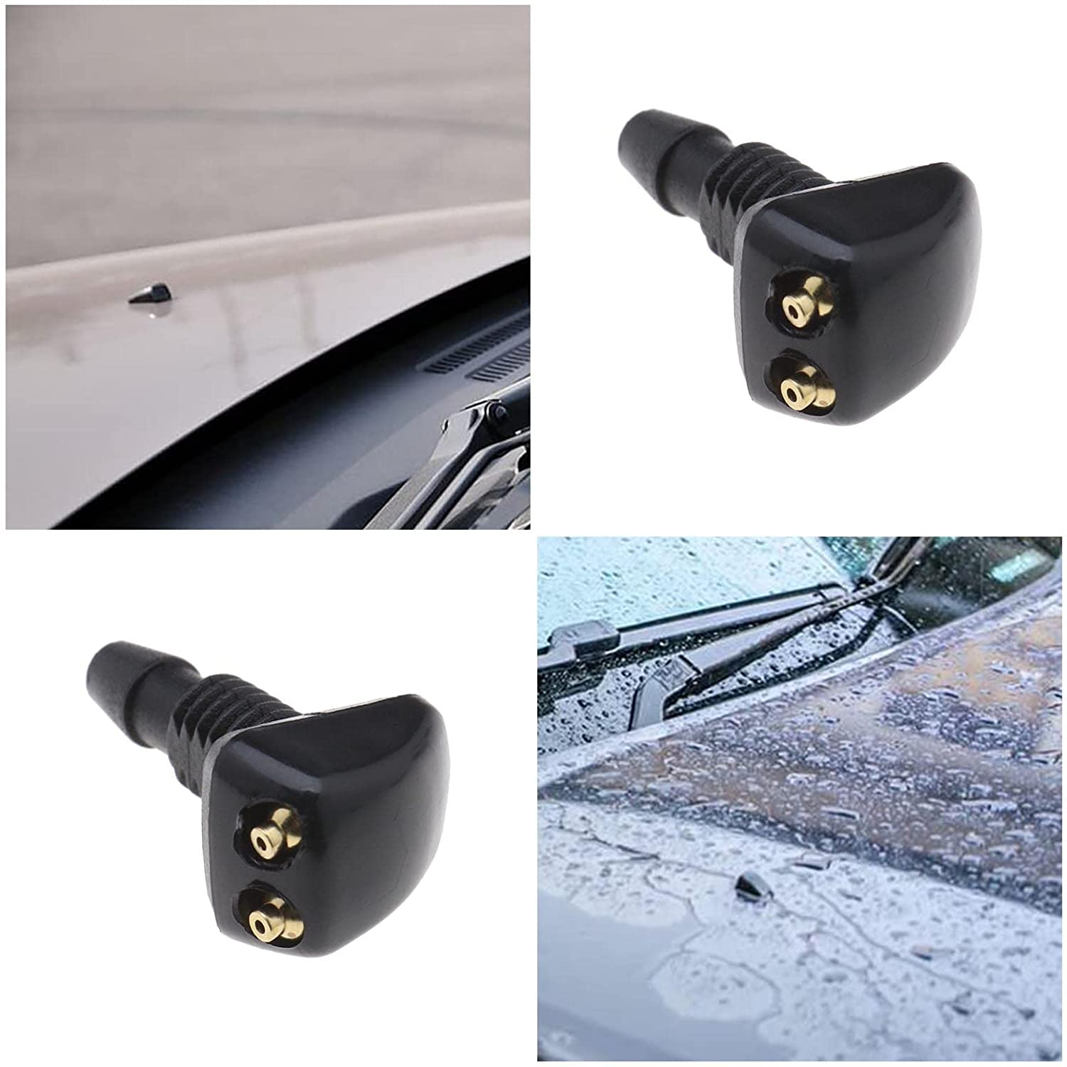 Emsea 4Pcs Car Front Windshield Wiper Washer Nozzles Windscreen Washer Wiper Spray Jet Universal Car Front Window Washer Nozzles