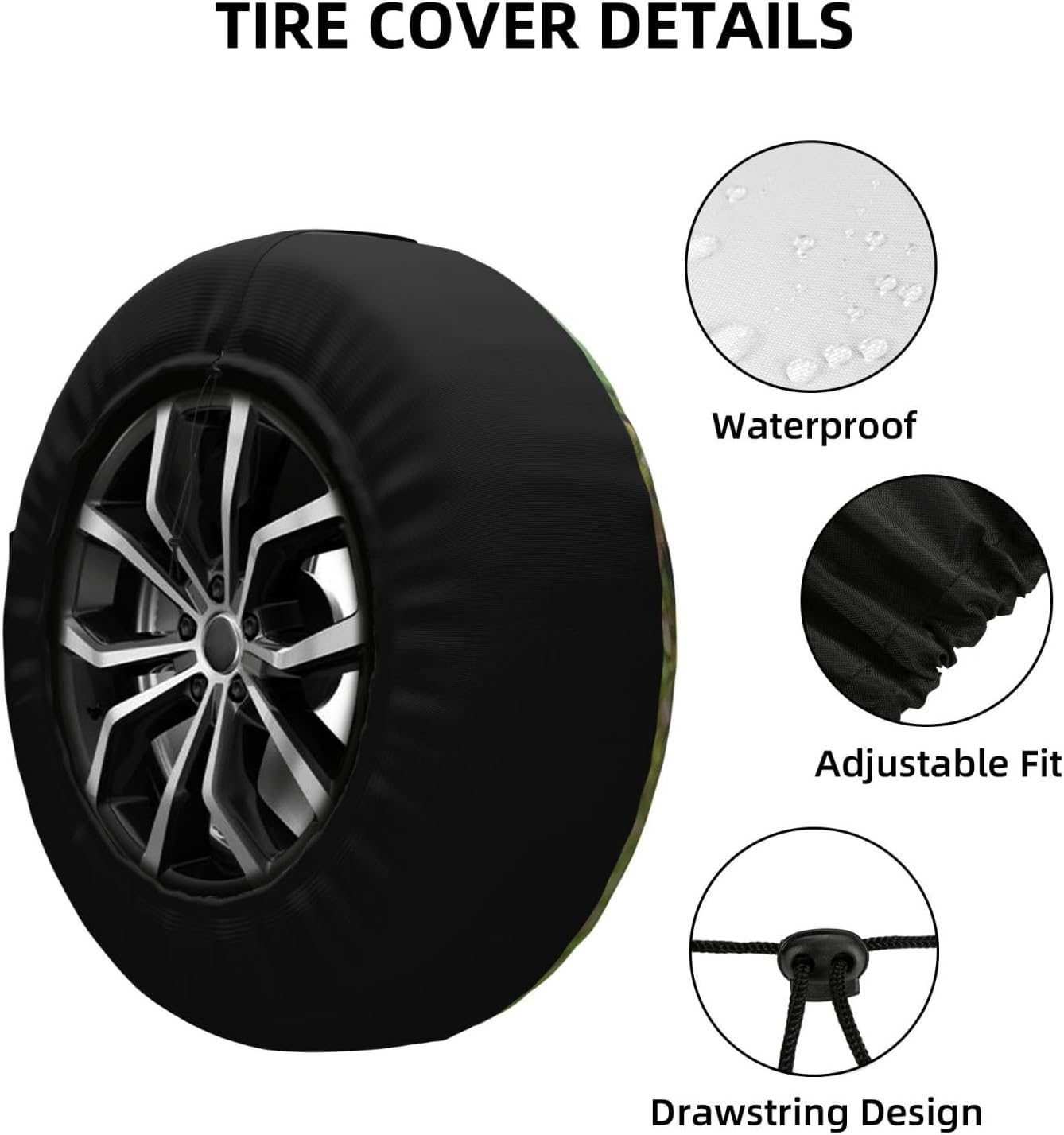 Universal Replacement Spare Wheel Cover, Wild Boar in Forest, Waterproof Spare Wheel Cover, Dustproof Tyre for Trailer, Motorhome, SUV, Off-Road Vehicle Wheel, 15 Inch image number 1