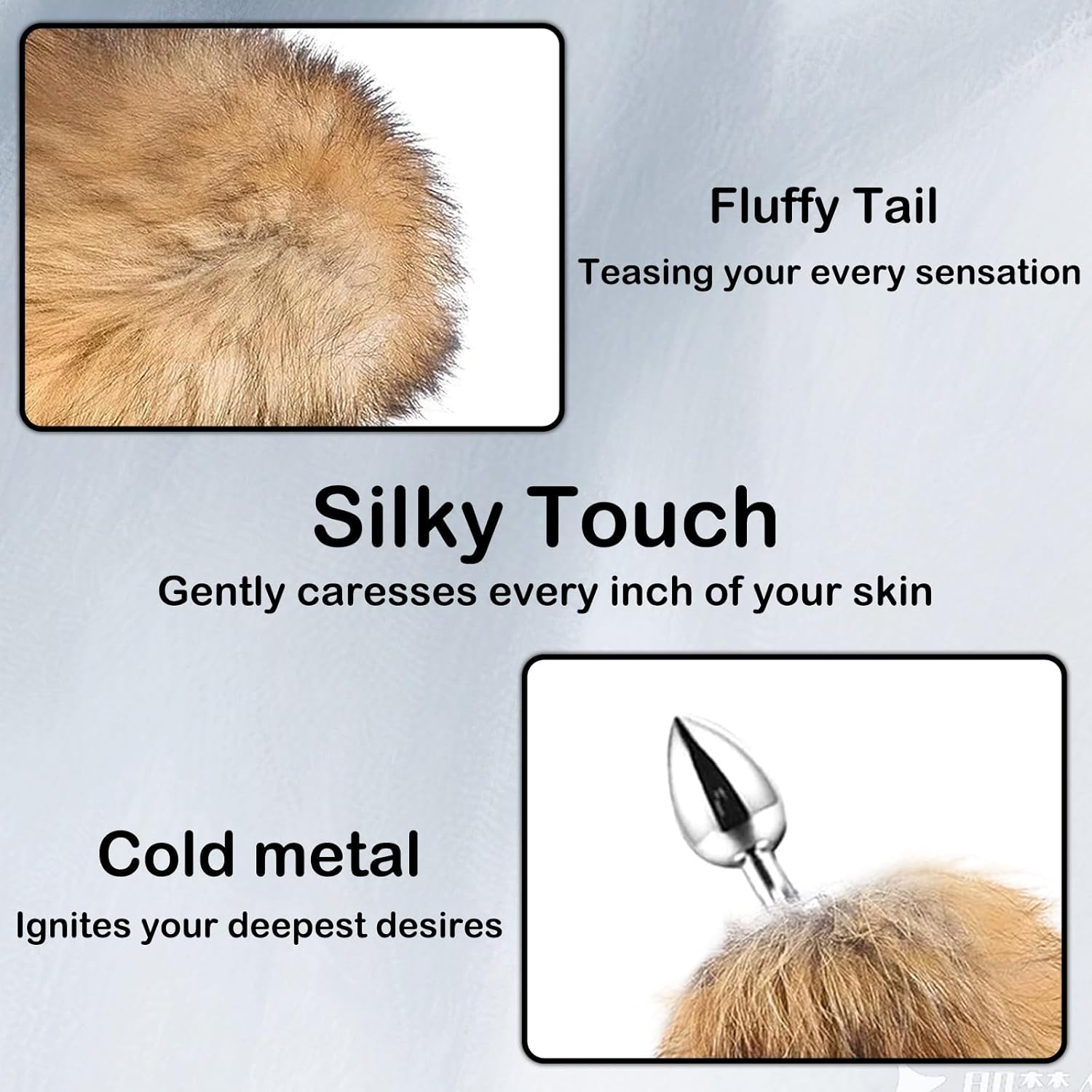 Anal Plug Fox Tail for Women with BDSM Tail Stainless Steel Fox Tail Plug SM Butt Plug BDSM Cosplay Tail Plug Erotic Furry Anal Plug Tail Fox Sex Toy for Men Couples Beginners (S)