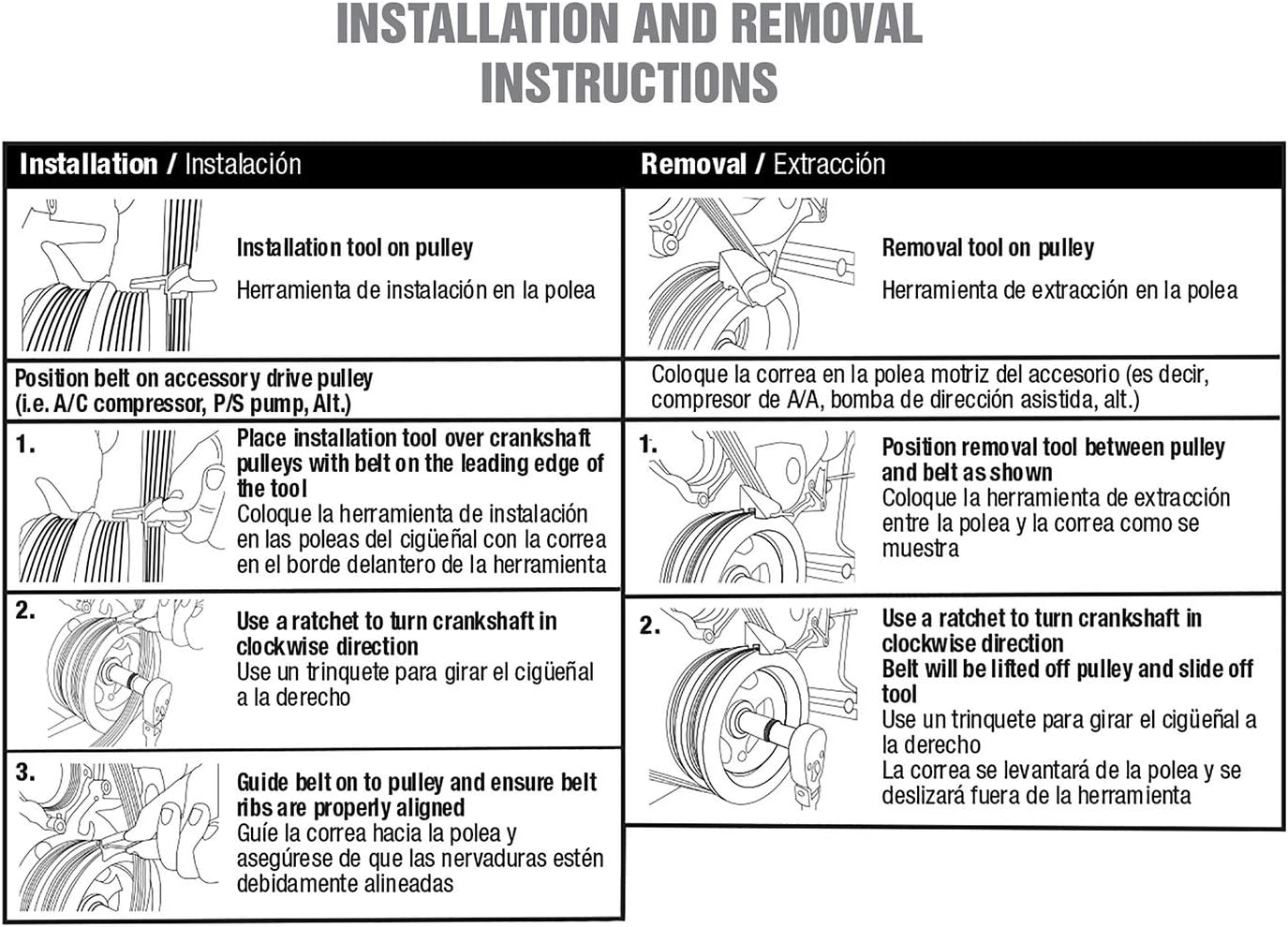OEMTOOLS 24388 Stretch Belt Remover and Installer, 2 Piece Set Serpentine Belt Tool for Timing Belt, Fan Belt and More, Specialty Automotive Tools to Easily Install, Remove, and Reuse Stretch Belts image number 3