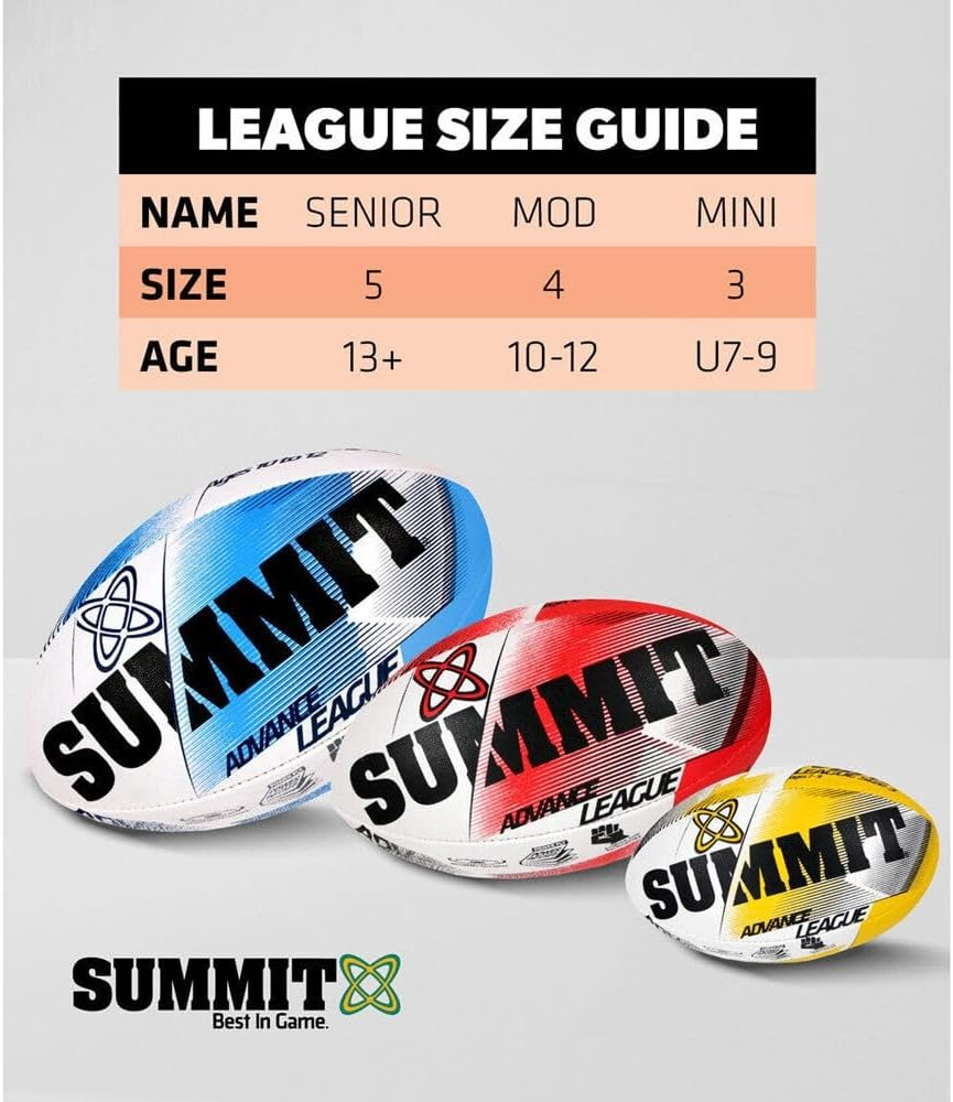 Summit Global Advance Rugby League Ball 3.0 Size 4 - White/Red