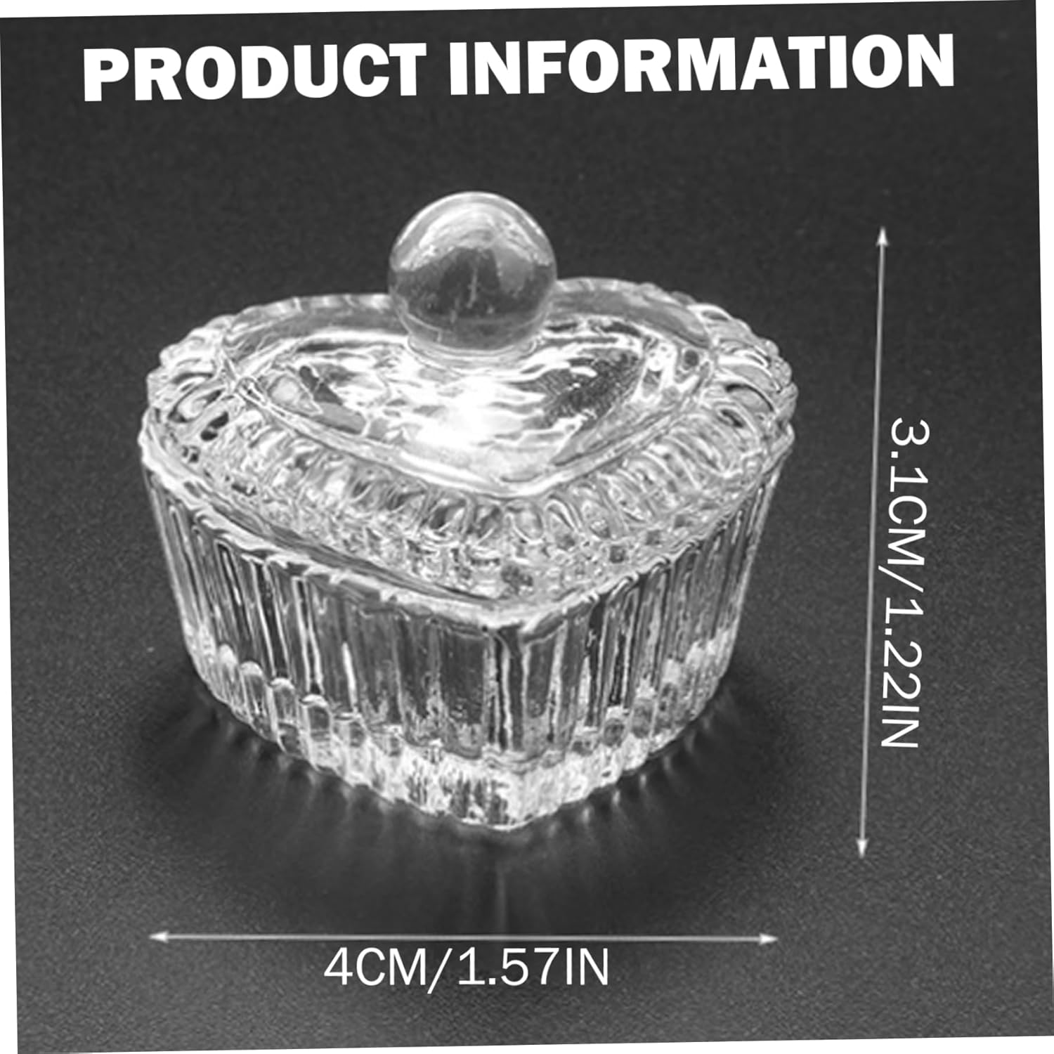 Monomer for Acrylic Nails, Heart Shape Monomer Dish, 1.6X1.2 Inch Clear Crystal Glass Dappen Dish with Lid for Acrylic Nail Art Tool image number 3