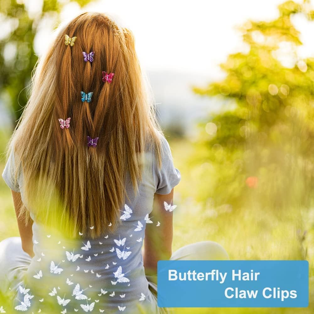 Pack of 12 Butterfly Hair Clips, Butterfly Hair Clips for Children, Hair Clips Small, Butterfly Hair Clip, Mini Claw Barrettes Mixed Colour, for Girls and Children image number 5