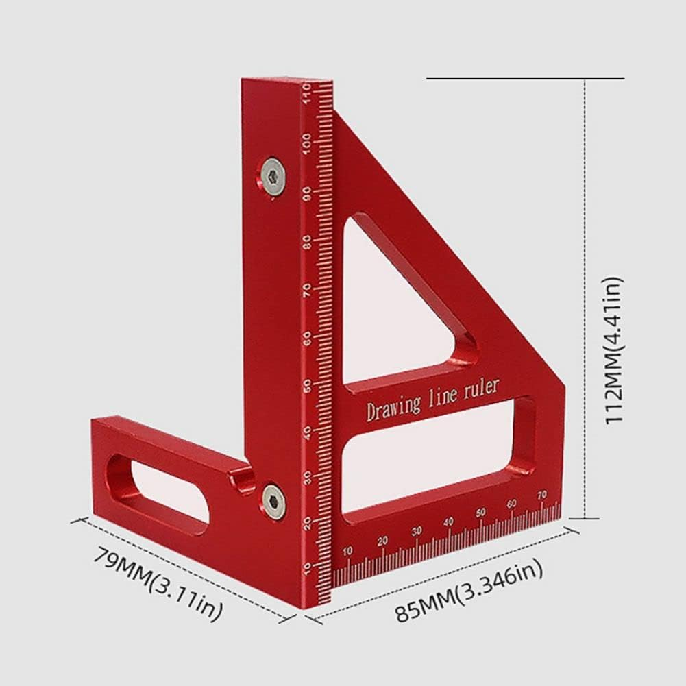 3D Multi-Angle Measuring Ruler, 45/90 Degree Aluminum Alloy Woodworking Square Protractor, Drawing Line Miter Triangle, High Precision Layout Tool for Engineer Carpenter image number 6