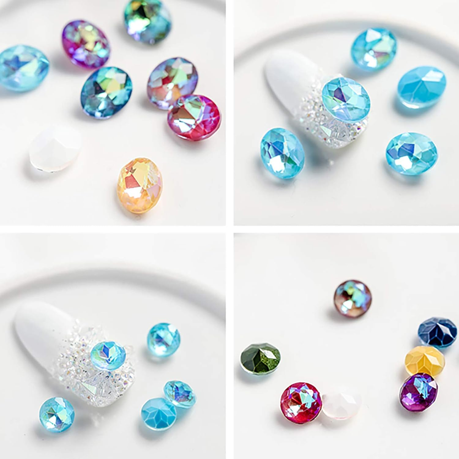 50 Grains Nail Art Rhinestones Nail Art Gems Decorative Nails DIY Super Flash Pointed Rhinestone Oval Transparent Color