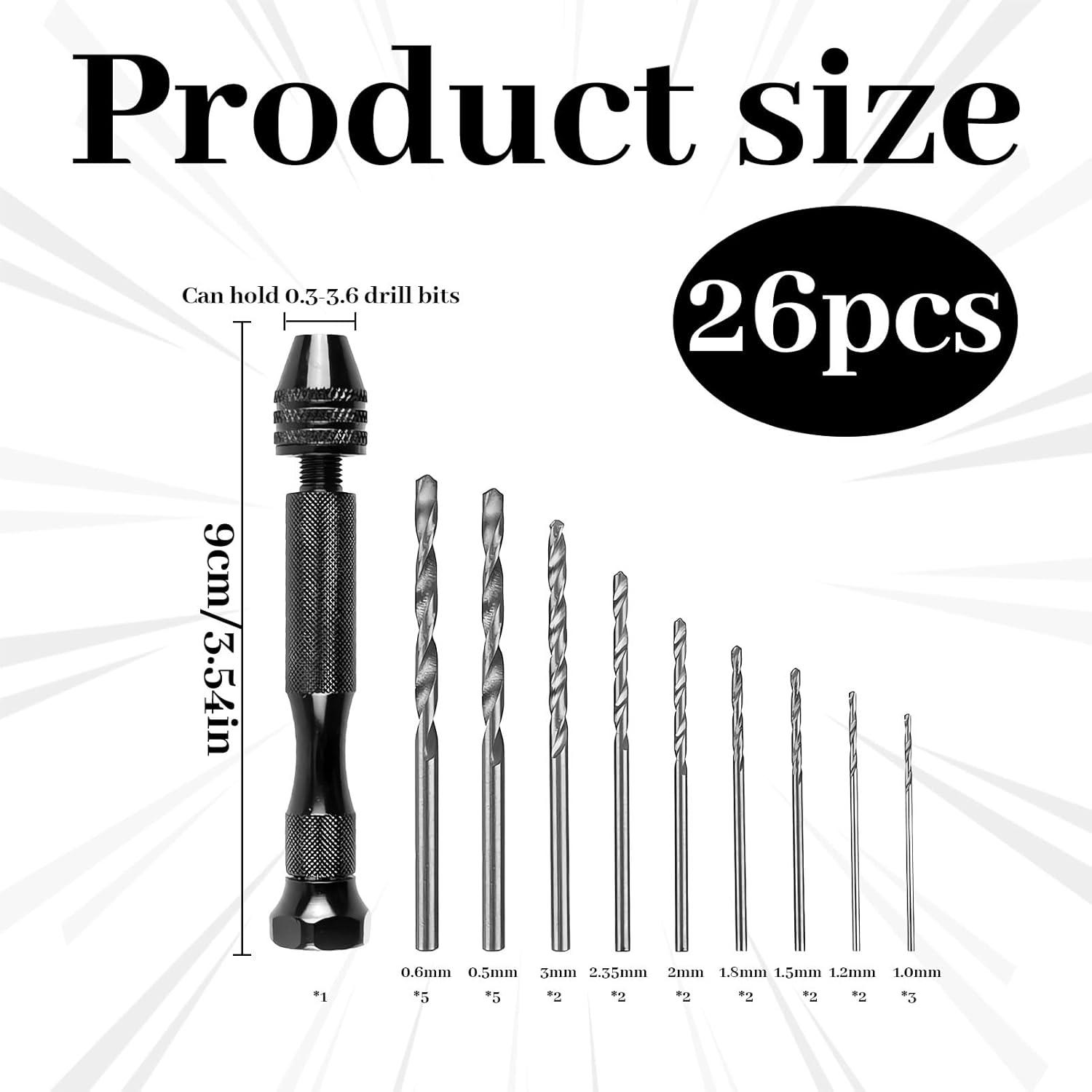 Hand Drill, Power Tools & Hand Tools, Pin Vise Ha Nd Drill Bits, 25Pcs Mini Twist Drill Bits Set, Pin Vise Rotary Tool for Wood Jewelry Plastic Power Tool. for Metal Wood, Model Making image number 5