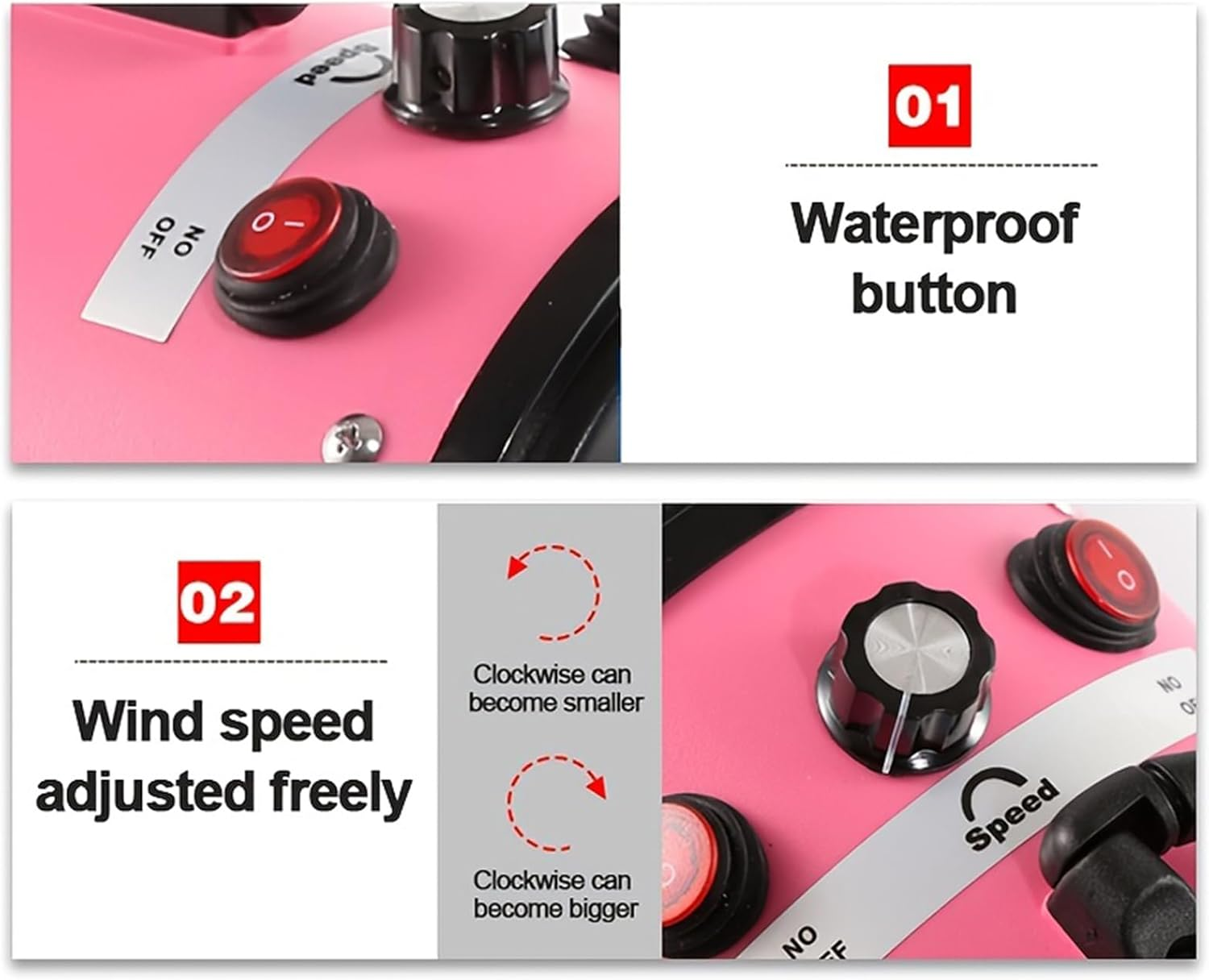 Dog Hair Dryer Pet Dryer, 2800 W Blower Dog Hair Dryer, Very Quiet Adjustable Speed and Heat, Dog Dryer Pet Dog Grooming Hair Dryer Blower with 4 Different Nozzles (Pink) image number 4