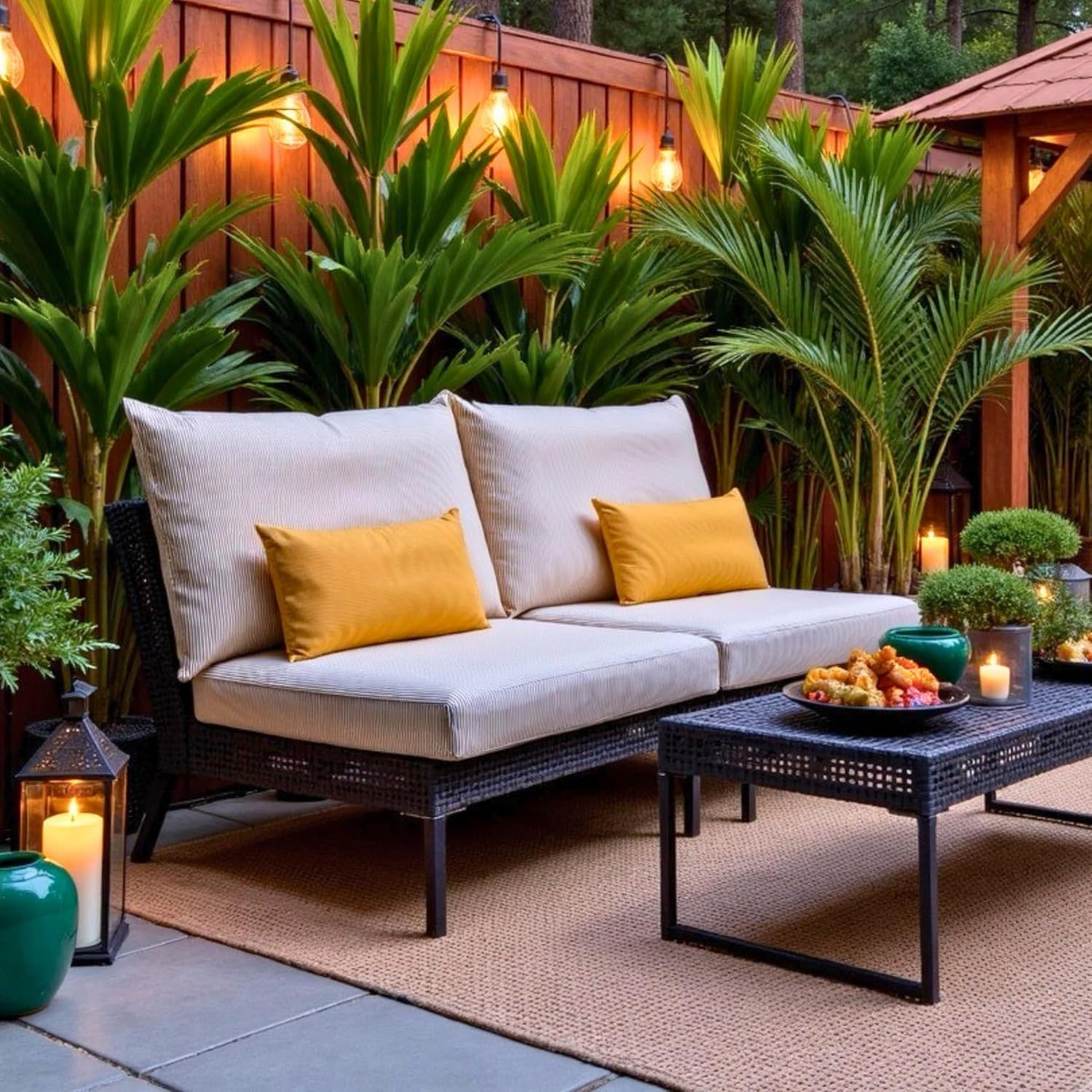 Rockin Cushions Outdoor Slip Covers | Beige Stripe | Compatible with IKEA Arholma Kuddarna Cushions | Includes 2 Arholma Pillow Covers and 2 Arholma Seat Covers - Set of 4 image number 2