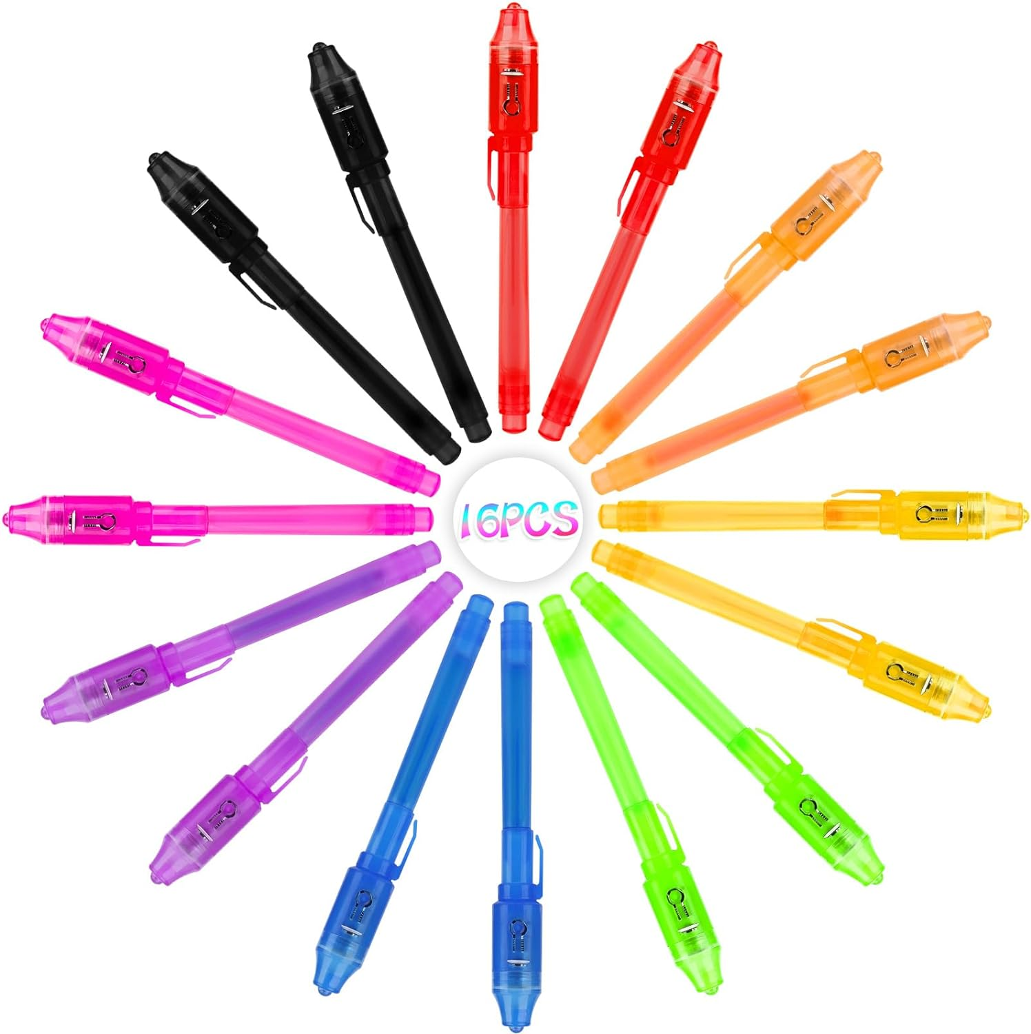 ASONA 16 Pcs Invisible Ink Pens with UV Light for Kids, Spy Pens for Secret Message and Birthday Party Favors, Writing Secret Message for Goodie Bag Stuffers Party Bag Gift image number 4