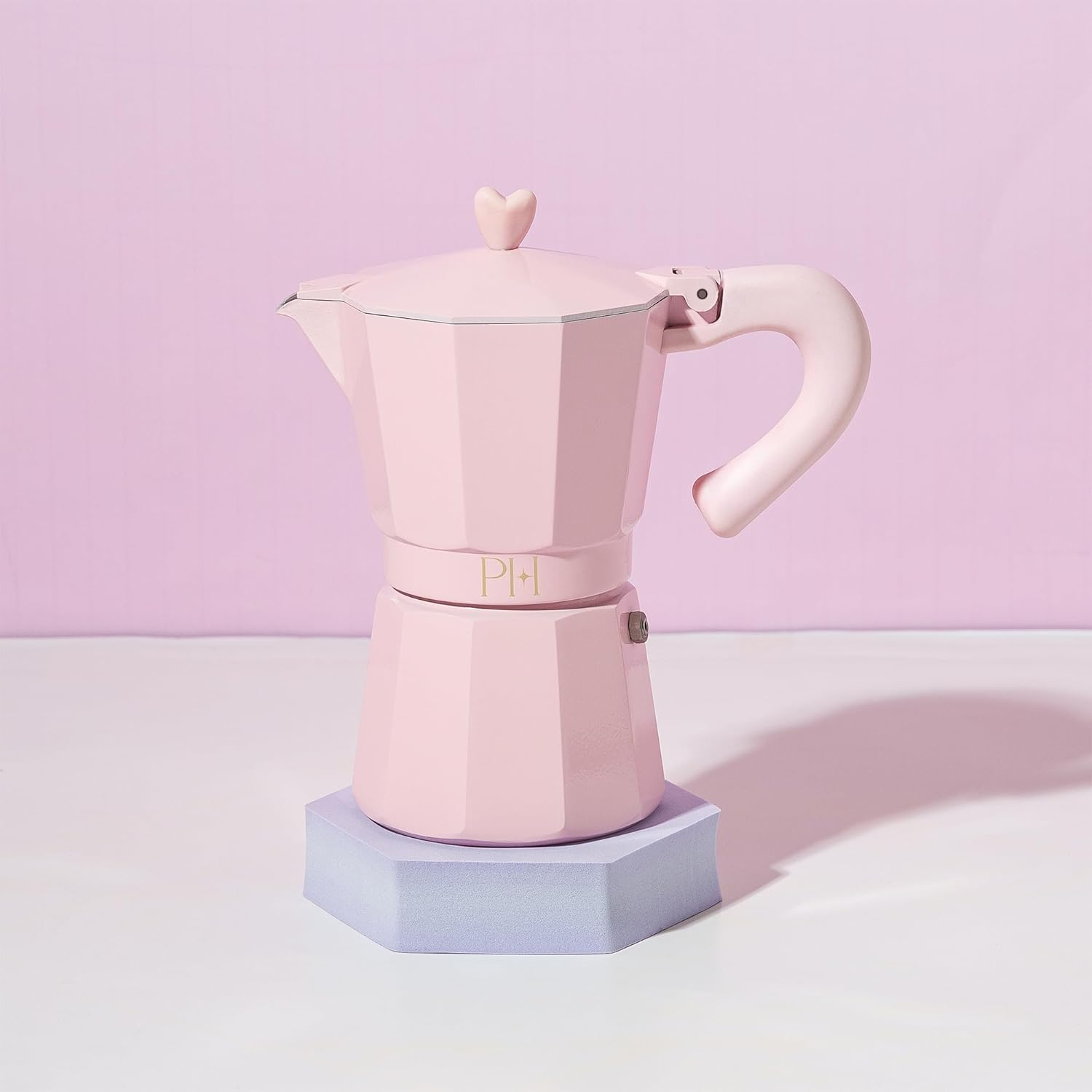 Paris Hilton Stovetop Espresso and Coffee Maker, Italian & Cuban Style Coffee Pot with Iconic Heart Knob, Perfect for Rich Aromatic Espresso, Makes up to 6 Espresso Cups, Pink image number 4