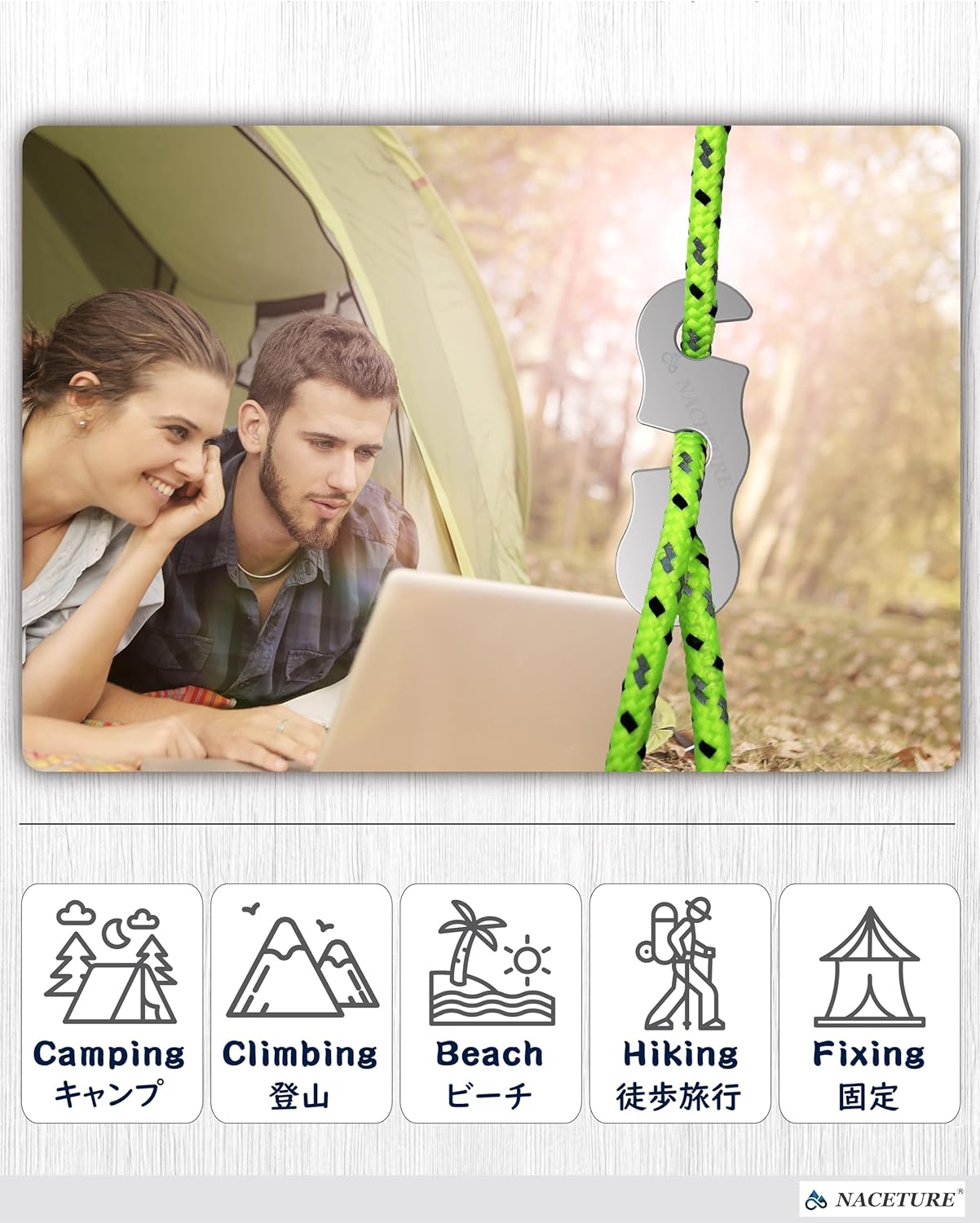 Rope Tensioner (10 Pack) Aluminum Alloy Camping Tent Guyline Cord Adjuster Camping of Gear for Camping, Hiking, Backpacking Ultralight Tent Stakes Guy Lines (Sliver 10 Pack) - Black image number 6