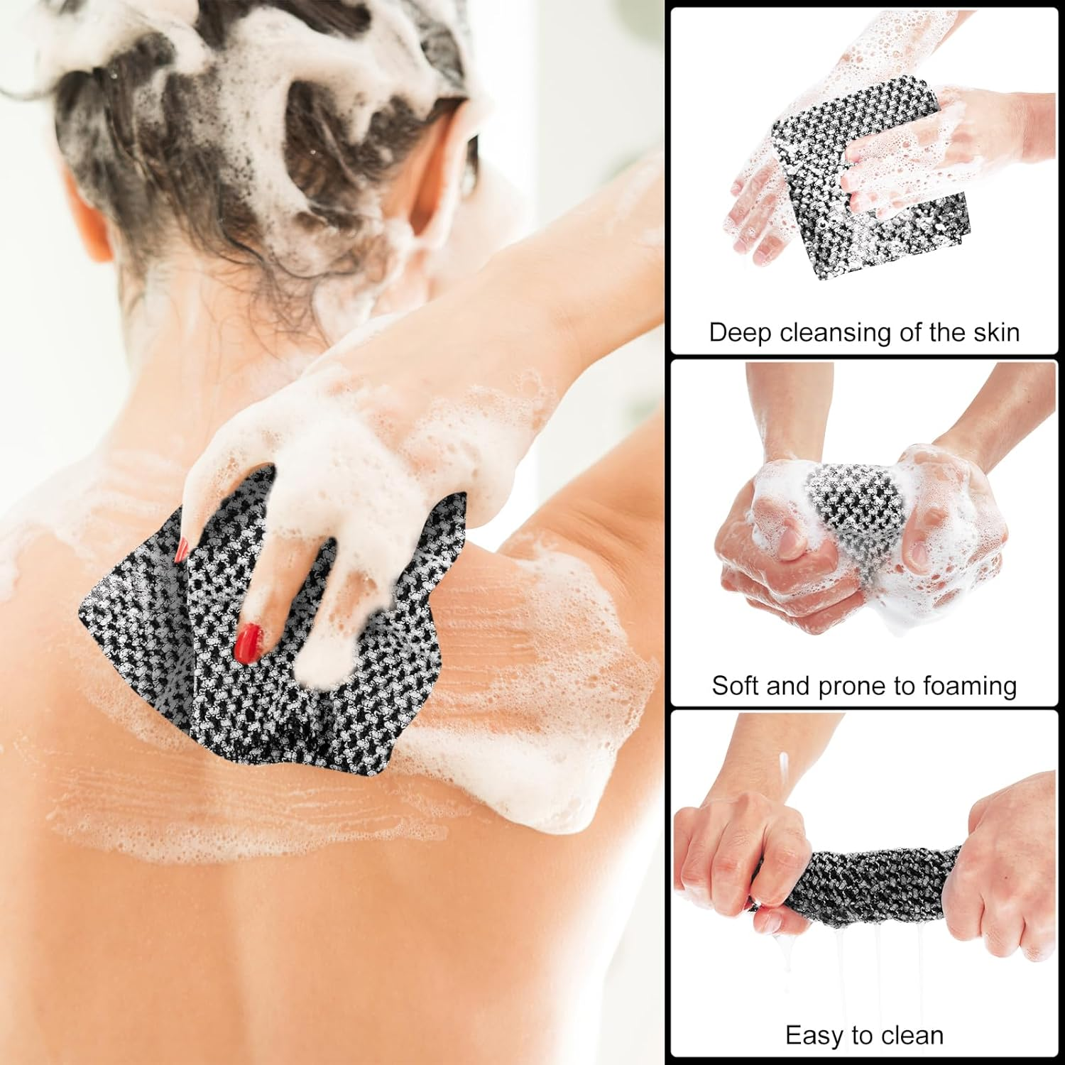 Awobepl 2 Pcs Portable Body Scrubber Polyester Exfoliating Shower Towel Multifunctional Back Scrubber for Men Women Sensitive Skin image number 3