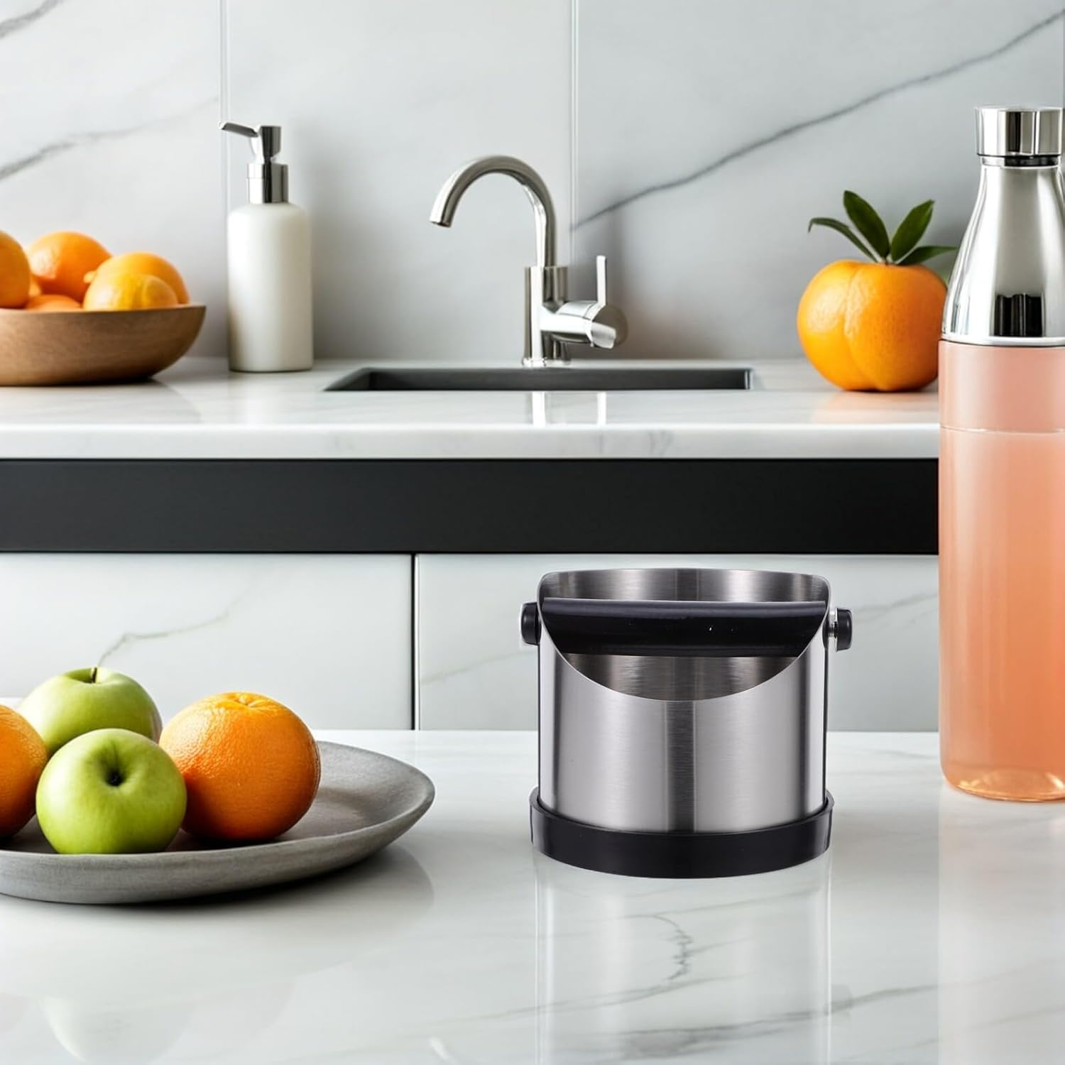 LIGIGWASH Stainless Steel Coffee Ground Knock Box 580Ml Handle, Espresso Grounds Container for Countertop Use, Coffee Waste Bin for Espresso Machines and Tea Dregs image number 3