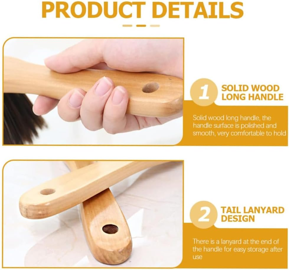 BEANPRECOY Counter Duster with Wood Handle Hand Brush Broom Bench Horse Hair Brush Dust Brush Bench Woodworking Brush Brushes Used for Counter Gardening Furniture Car Drafting Patio Fireplace Cleaning image number 3
