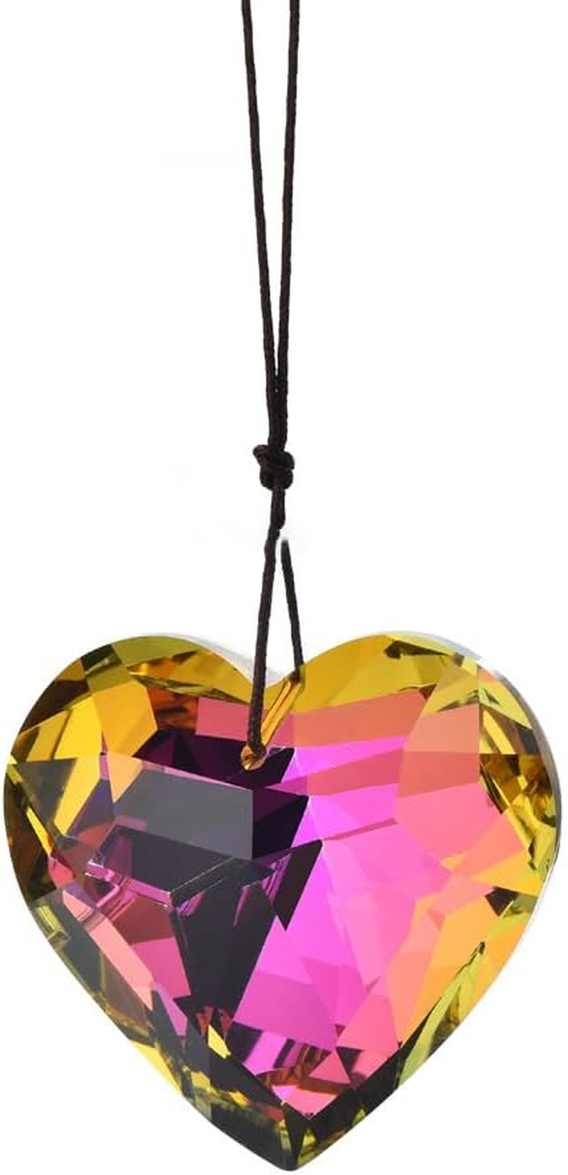 Colorful Heart Crystals Suncatcher Hanging Sun Catcher with Chain Pendant Ornament for Window Home Garden Christmas Day Party Wedding Decoration (Purple) image number 1