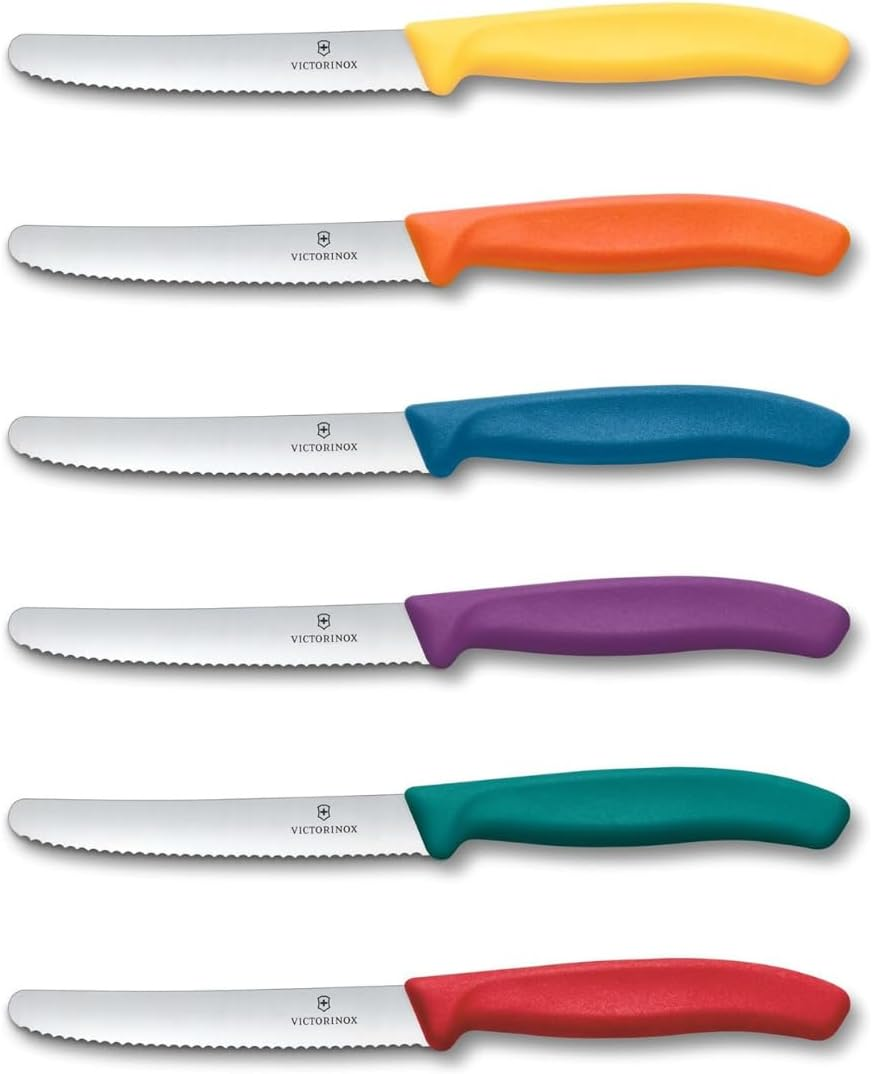 Victorinox Swiss Classic Tomato and Table Knife, Set of 6, Extra Sharp, Wavy Edge, 11 Cm, Stainless Steel, Multicolored image number 4