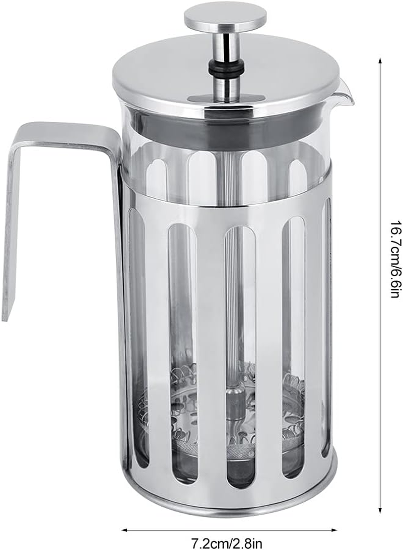 Haofy Thickened Borosilicate Stainless Steel Glass French Press Filter Coffee Pot Household Coffee & Tea Maker Pot Percolator, Brewer with Superior Filtration (350ML) image number 6