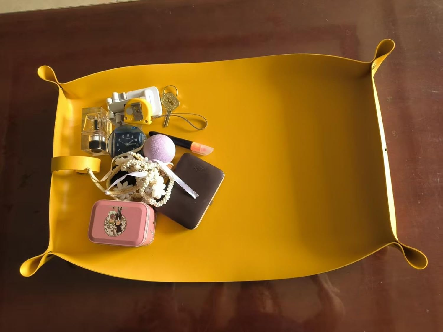 YEHNDA Repotting Mat Transplanting and Mess Control 75Cm X 45Cm Leather Portable Foldable Tray Gardening Mat Plant (Yellow) image number 3