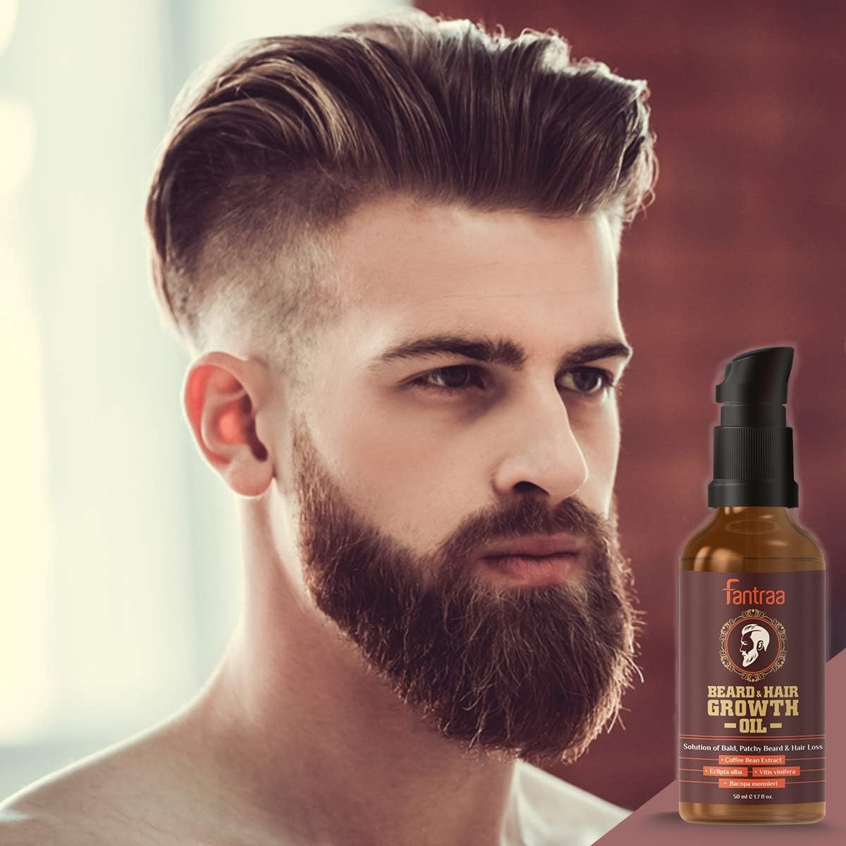 Fantraa Beard and Hair Growth Oil for Men - 50 Ml - More Beard Growth with Coffee Bean Extract - 100% Natural image number 2