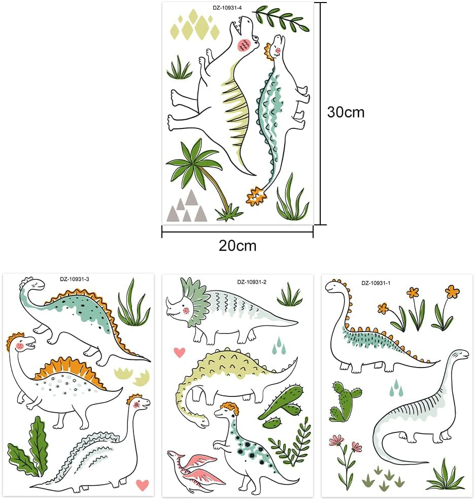Cartoon Dinosaur Wall Decals, Colourful Dinosaur Stickers, Cute Dinosaur Decor, Colourful Wall Stickers for Kids Room, Nursery Decor, Playroom Decor (Type A) (Type A)