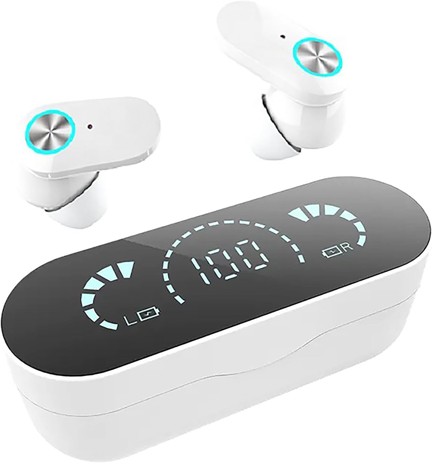 ELLENNE Modern Futuristic LCD Headsets Bluetooth YD06 Black White Gaming Wireless TWS Dual Channel (Black)